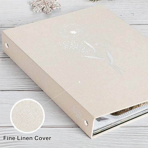 Miniatura 3 de Lanpn Álbum de fotos de 8.5 x 11 pulgadas, cubierta de lino, sin ácidos, carga superior, carpeta de 3 anillas, libro de fotos de 8.5 x 11 pulgadas