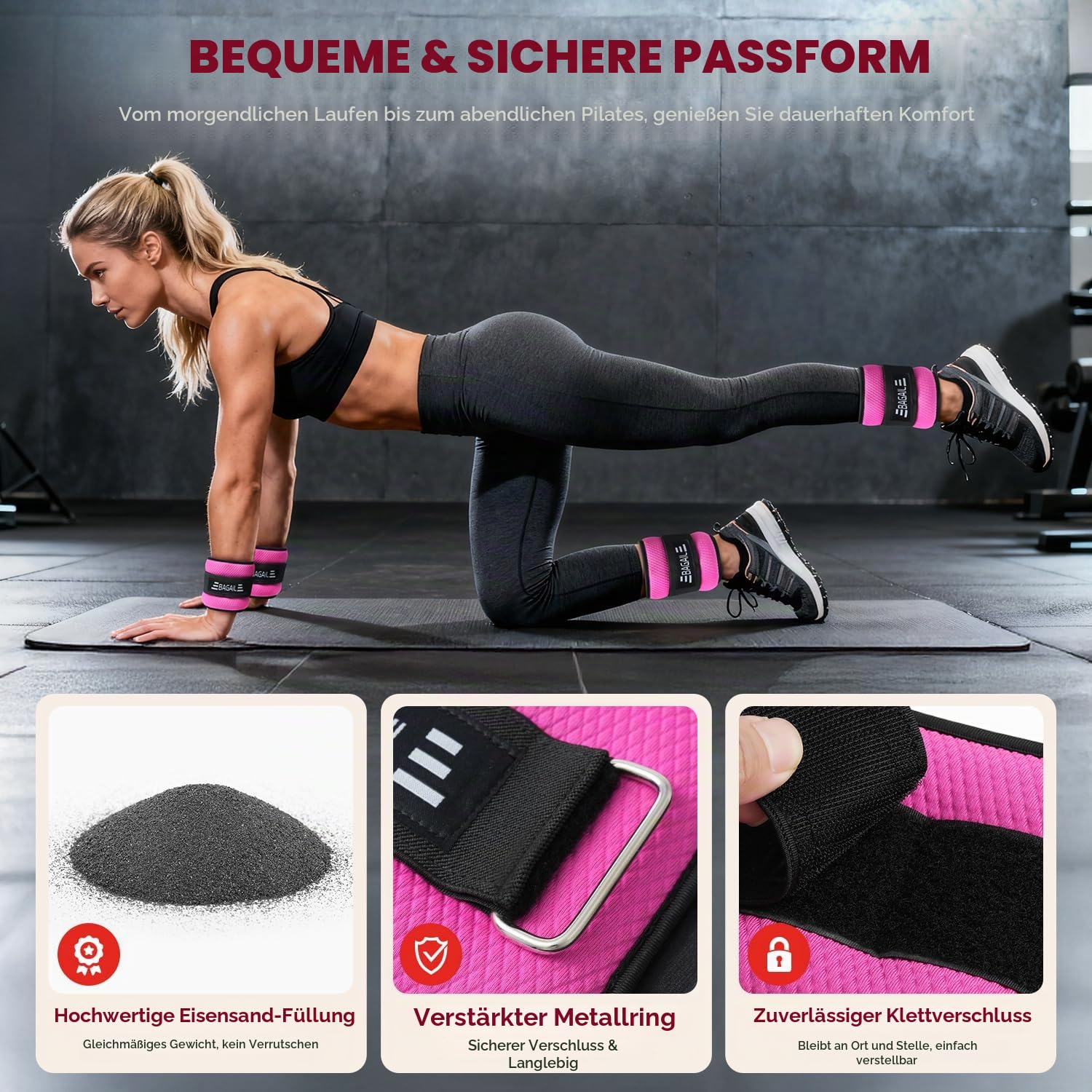 BAGAIL Knöchel- und Handgelenkgewichte für Frauen und Männer, 0,23–2,27 kg pro mit schlankem Design und sicherem Sitz, Armgewichtsset zum Gehen, Laufen, für das Heimtraining und die Physiotherapie