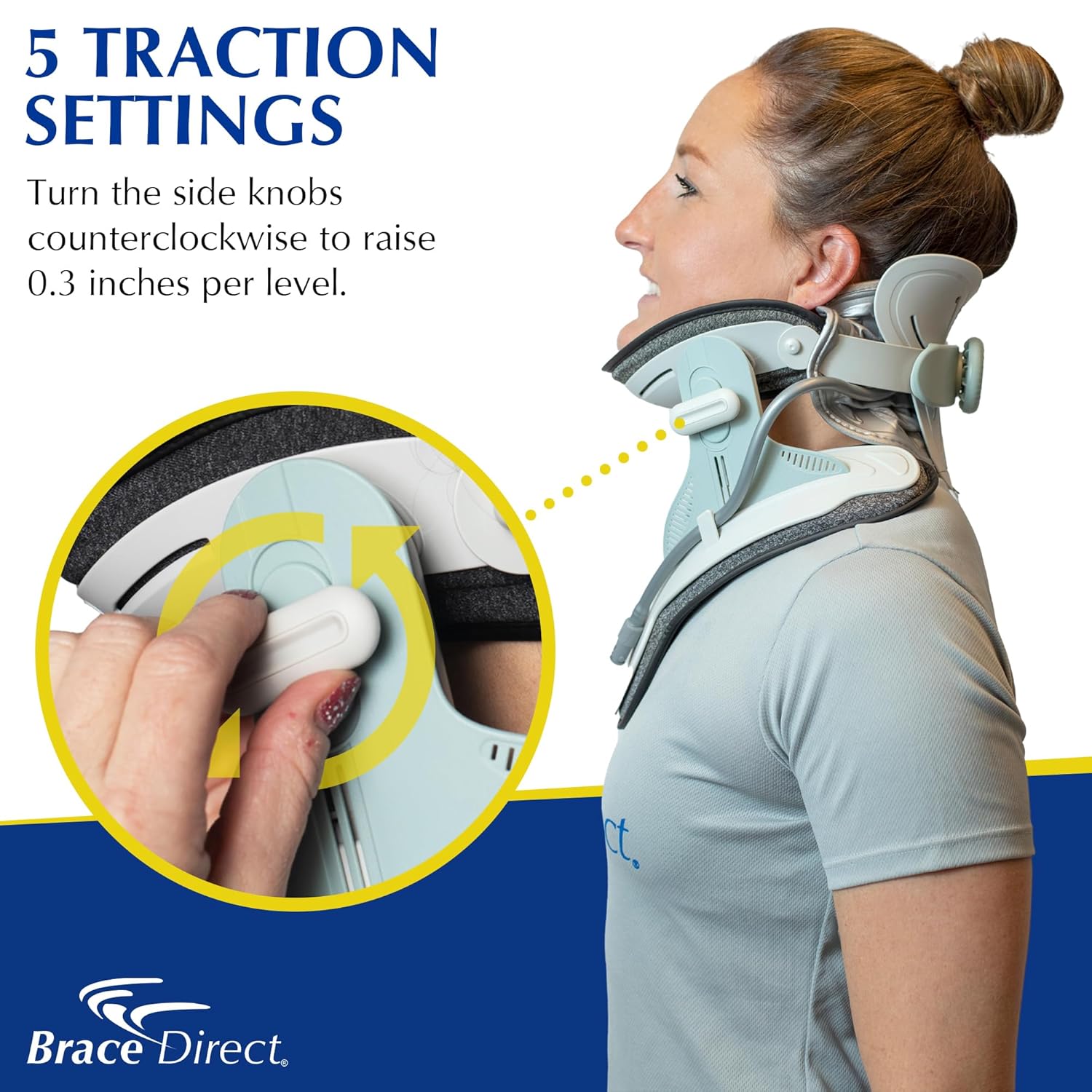 Brace Direct Cervical Traction Collar - Portable Neck Decompression Device with Electric Pump for Herniated Discs Pinched Nerves Stiff Neck