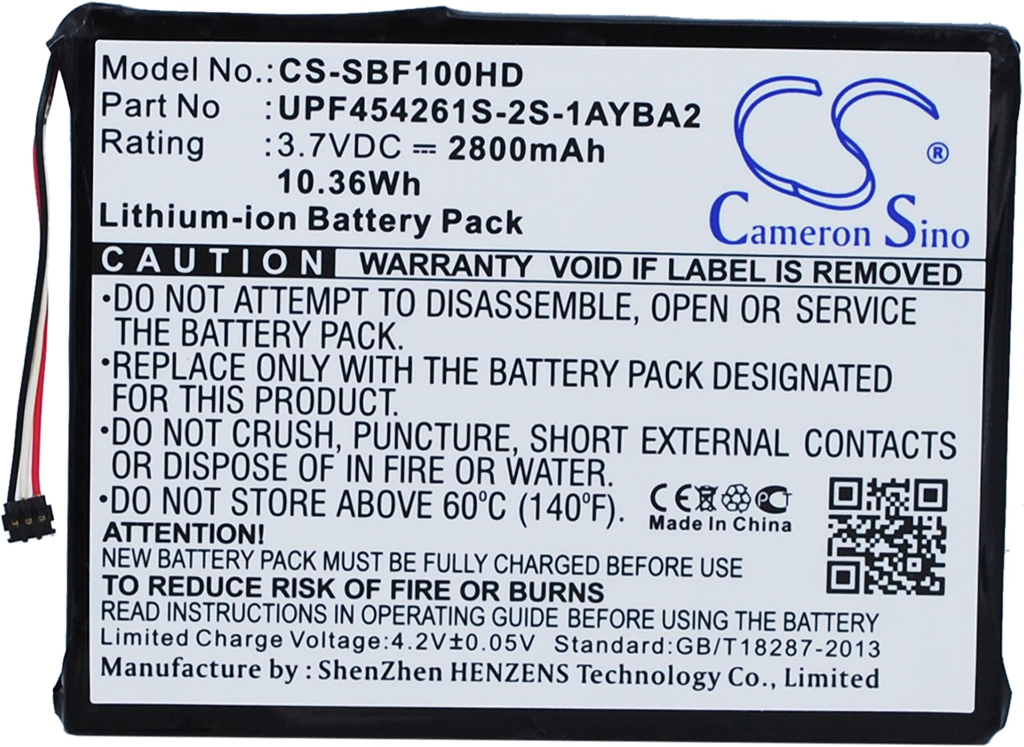 Replacement Battery for Wireless Plus Teardown STCK1000100, STCV2000100 1AYBA2 1AYBA4, fits Part Number UPF454261S-2S-1AYBA2,3.7V Li-ion 2800mAh/10.36Wh