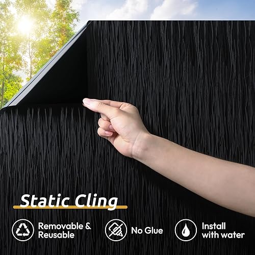 Miniatura 5 de rabbitgoo Película opaca total de privacidad para ventana, bloqueo de luz solar, para reducción de rayos UV, cubierta de ventana extraíble para