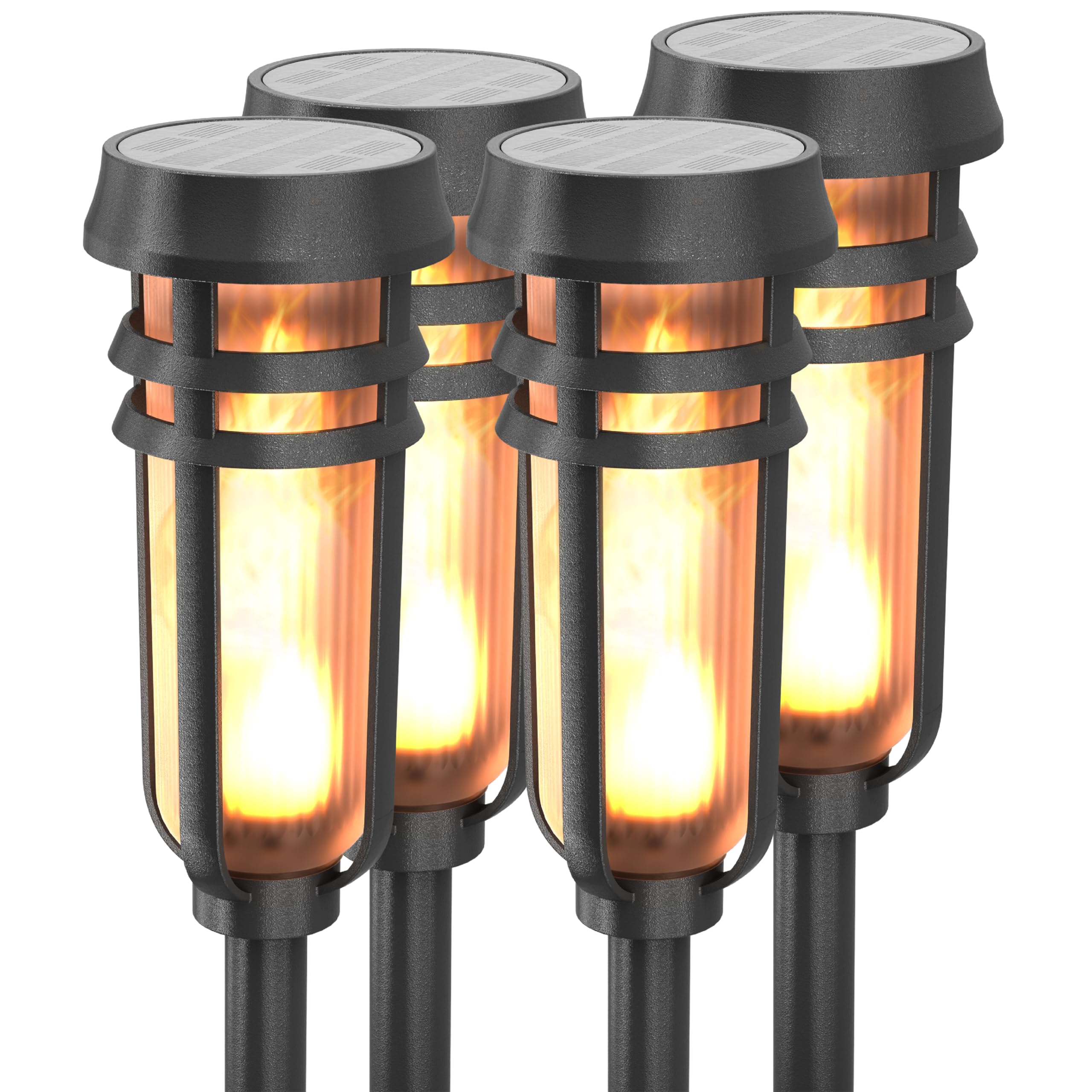 Photo 1 of FoxFlame Metal Solar Torch Lights - Matte Black