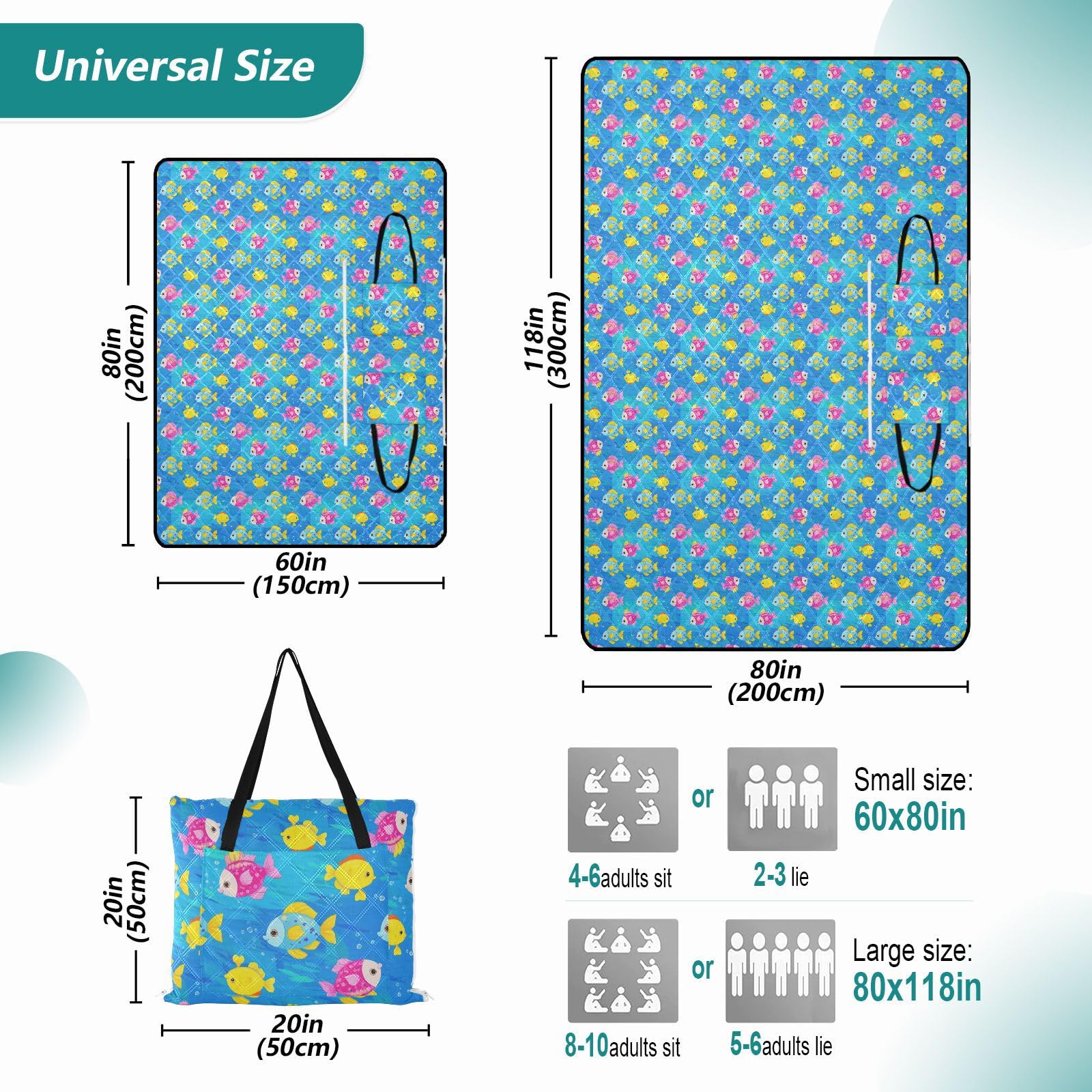 Oceano Animale Pesci Tropicali Blu Colorato Impermeabile Picnic Tavolo Resistente all'acqua Campeggio Partito Playmat Outdoor per Terra Coppie Regalo Manta de Playa Anti