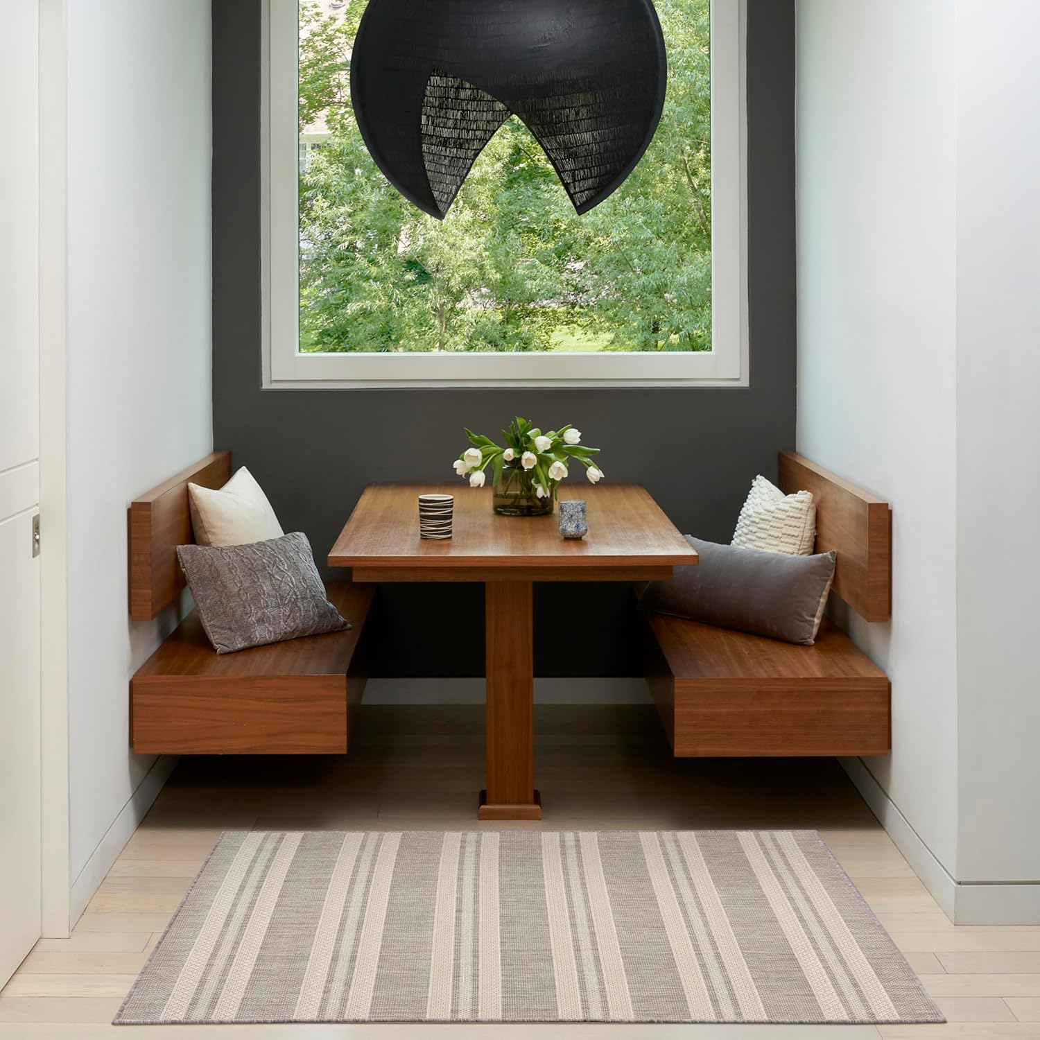 Nourison Home Horizon Indoor/Outdoor Grey 3' x 5' Area Rug - Easy Clean, Non Shedding, Bed Room, Living Room, Dining Room, Kitchen (3' x 5')