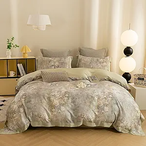 ECOCOTT Bedding 3 Piece Duvet Cover King Size–Silky Soft 100% Lyocell, Hypoallergenic & Eco-Friendly, Cooling & Breathable Serene Lily of The Valley Floral Pattern Design Bedding for Hot Sleepers