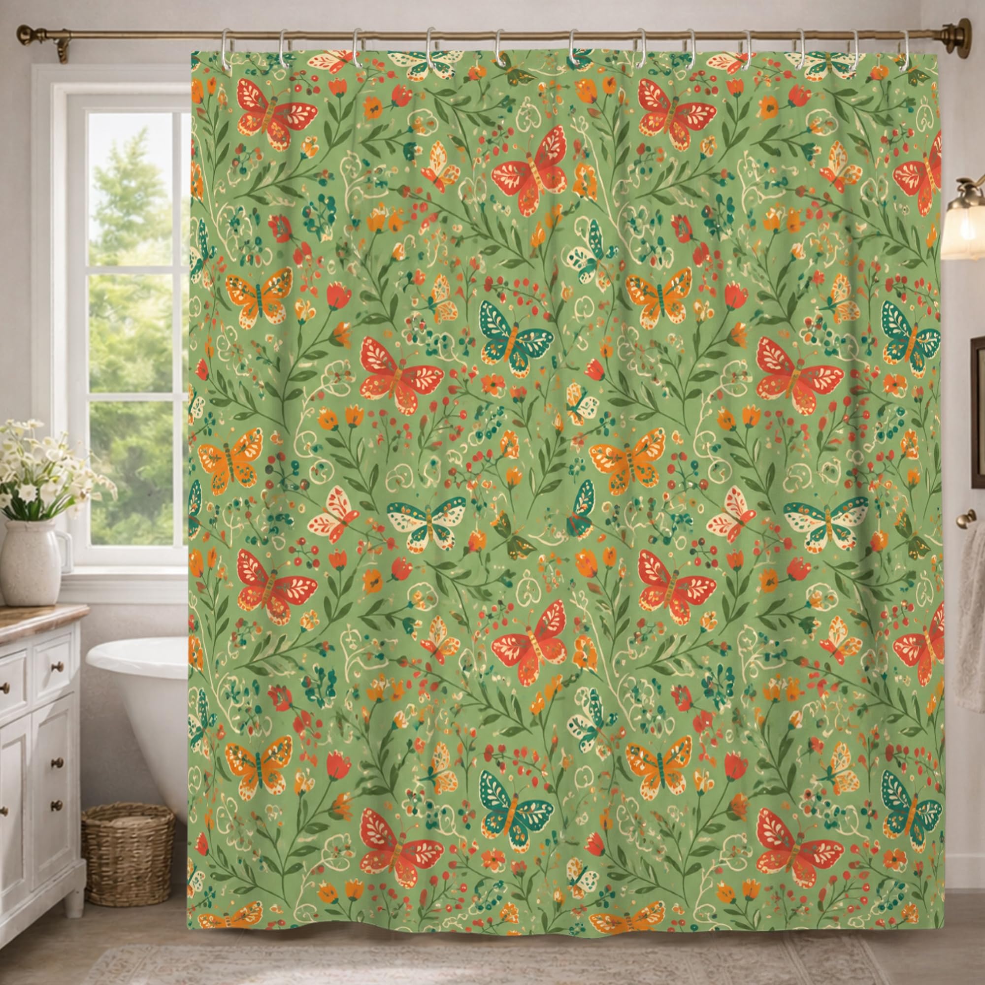 Rideau de douche imperméable anti-moisissure extra long floral