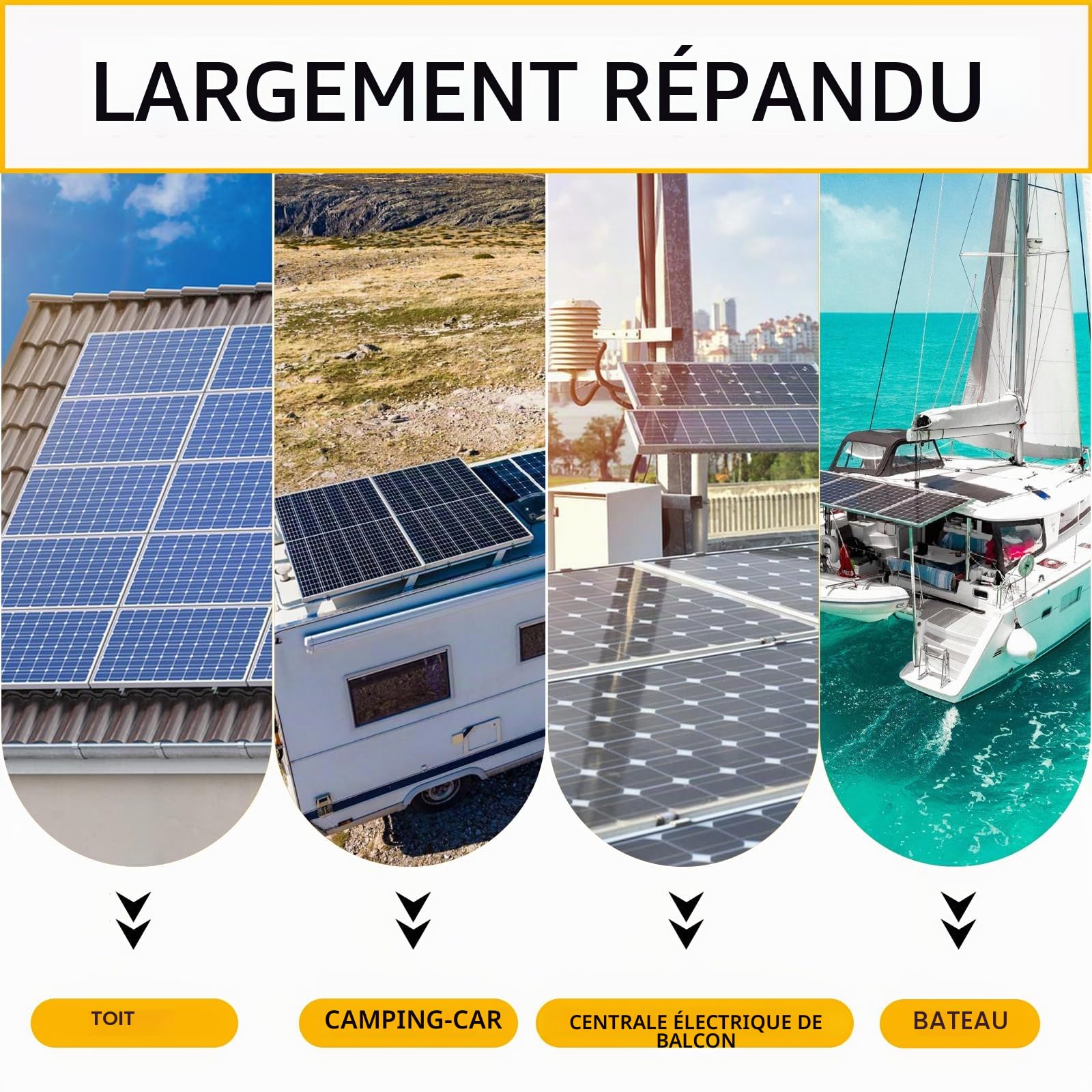 Support de panneau solaire pour 4 modules - Kit de montage PV - Rail noir de 12 cm + pince réglable pour modules de 30 à 35 mm d'épaisseur - Support de panneau solaire en aluminium - Tôle