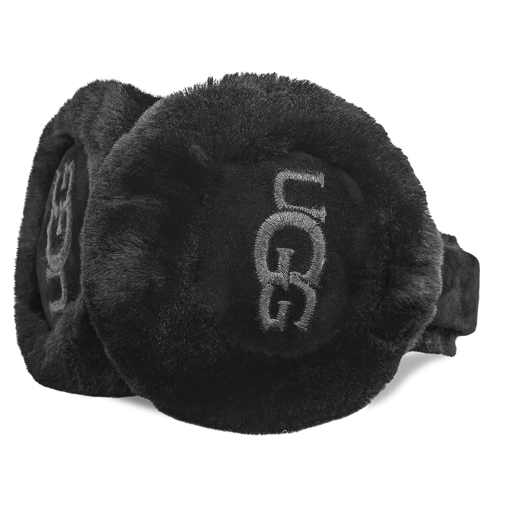UGG Women's Sheepskin Embroidery Earmuff in Black, O/S