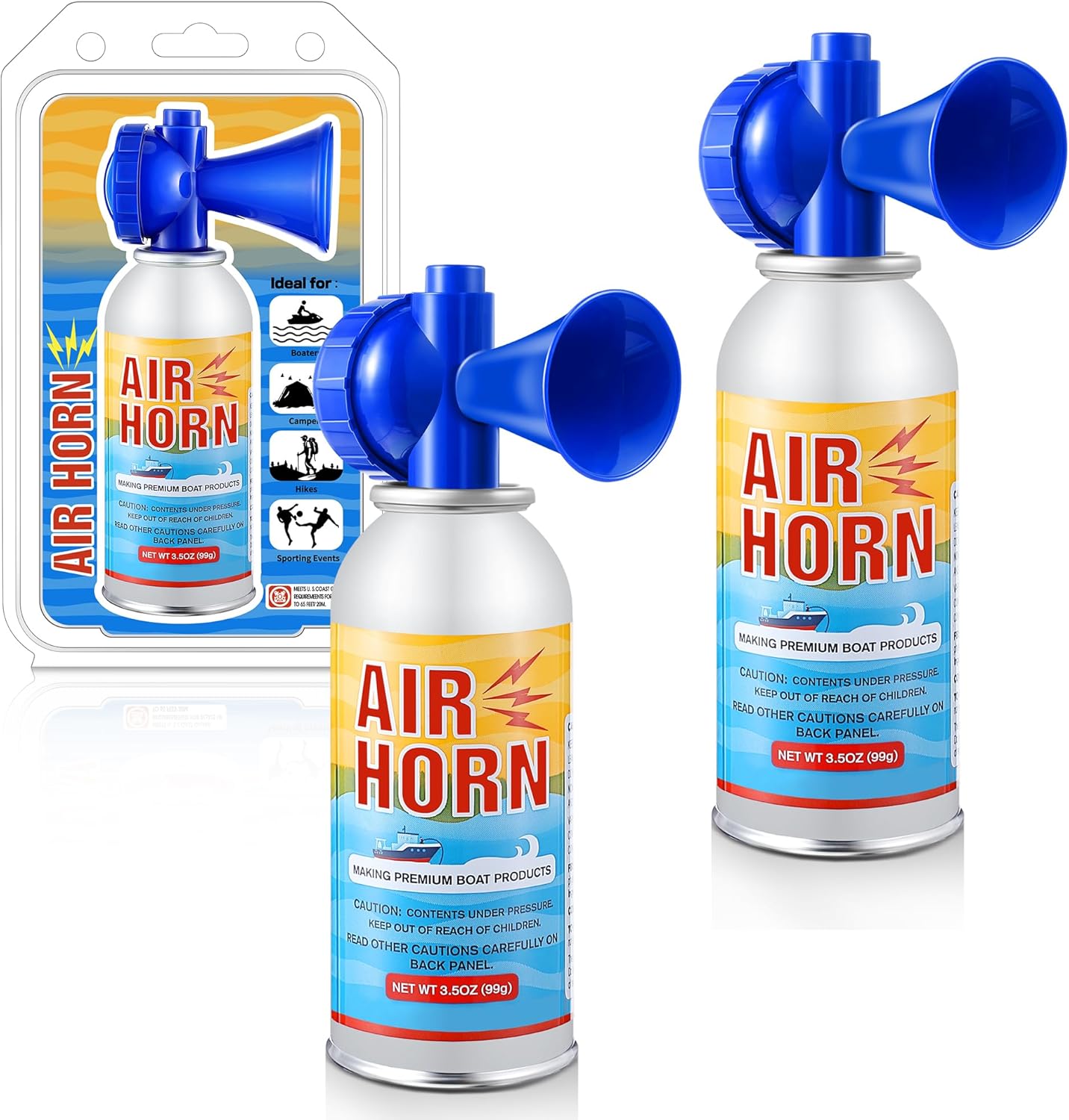 Large Air Horns 3.5oz, 122dB Very Loud Marine Boat Air Horns for Safety, Meet Coast Guard, Boat Accessories, Ideal for Boating, Camping, Hiking, Travel