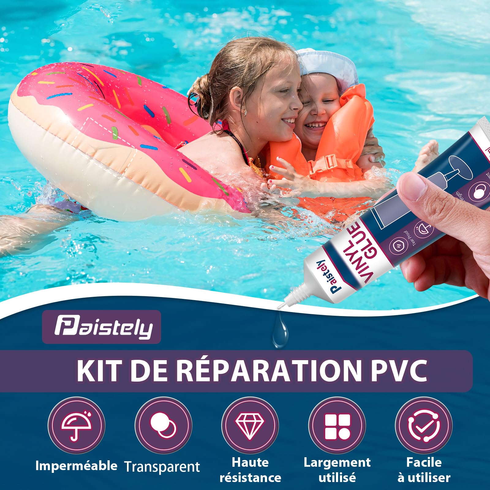 Marque : Paistely Paistely Kit Réparation Piscine, Kit Réparation Spa Gonflable, Kits Entretien Spa Étanche et Transparent, pour Matelas Pneumatiques, Structures Gonflables, Matériaux en EVA (60ml) in use