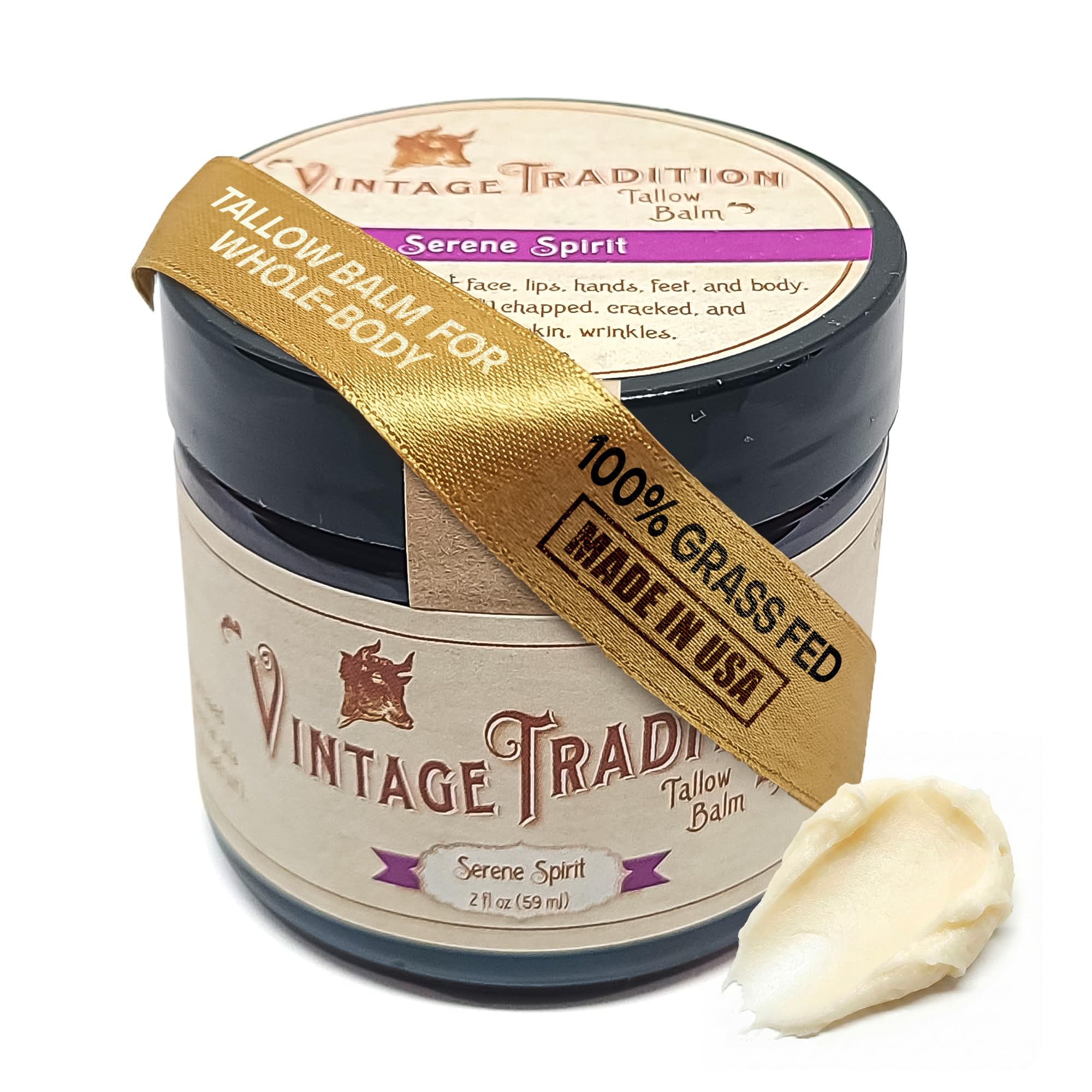 Vintage Tradition Beef Tallow All Purpose Balm – Healing, Hydrating Fragrant Forest Skin Care Salve Replaces Body Lotion, Hand Cream, More – Essential Oil, Olive Oil, and Grass-Fed Tallow by , 2 fl oz