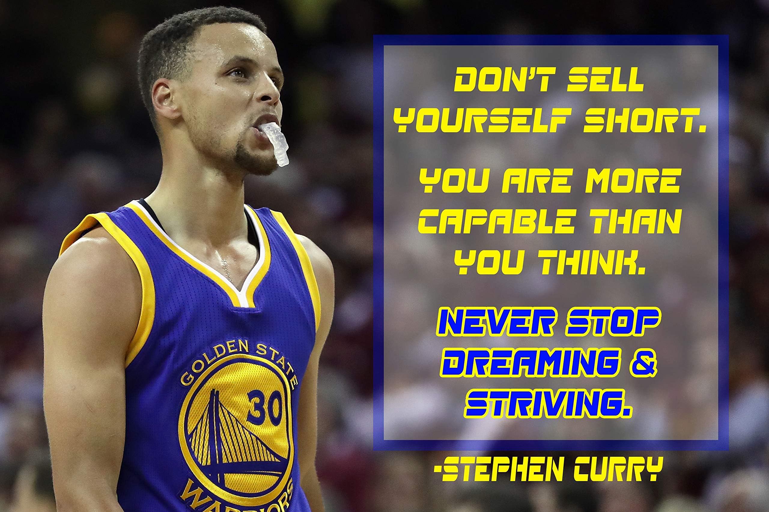 Stephen Curry Poster Quote Cool Golden State Warriors Steph Curry Quotes Posters Basketball Sports Décor Coaching Wall Art Growth Mindset Teacher Educational Teaching Learning Mindsets Quotes P058
