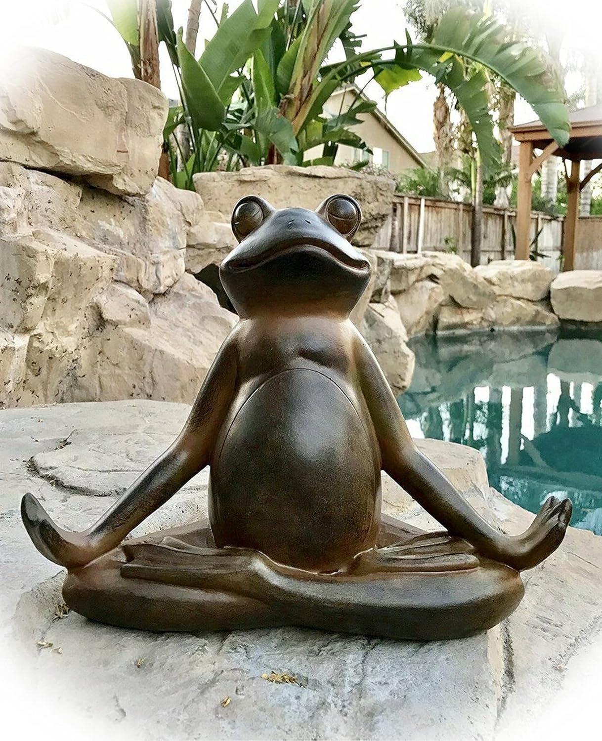 New Rustic Contented Yoga Frog Garden Statue Meditating Buddha Frog Decor Sculpture