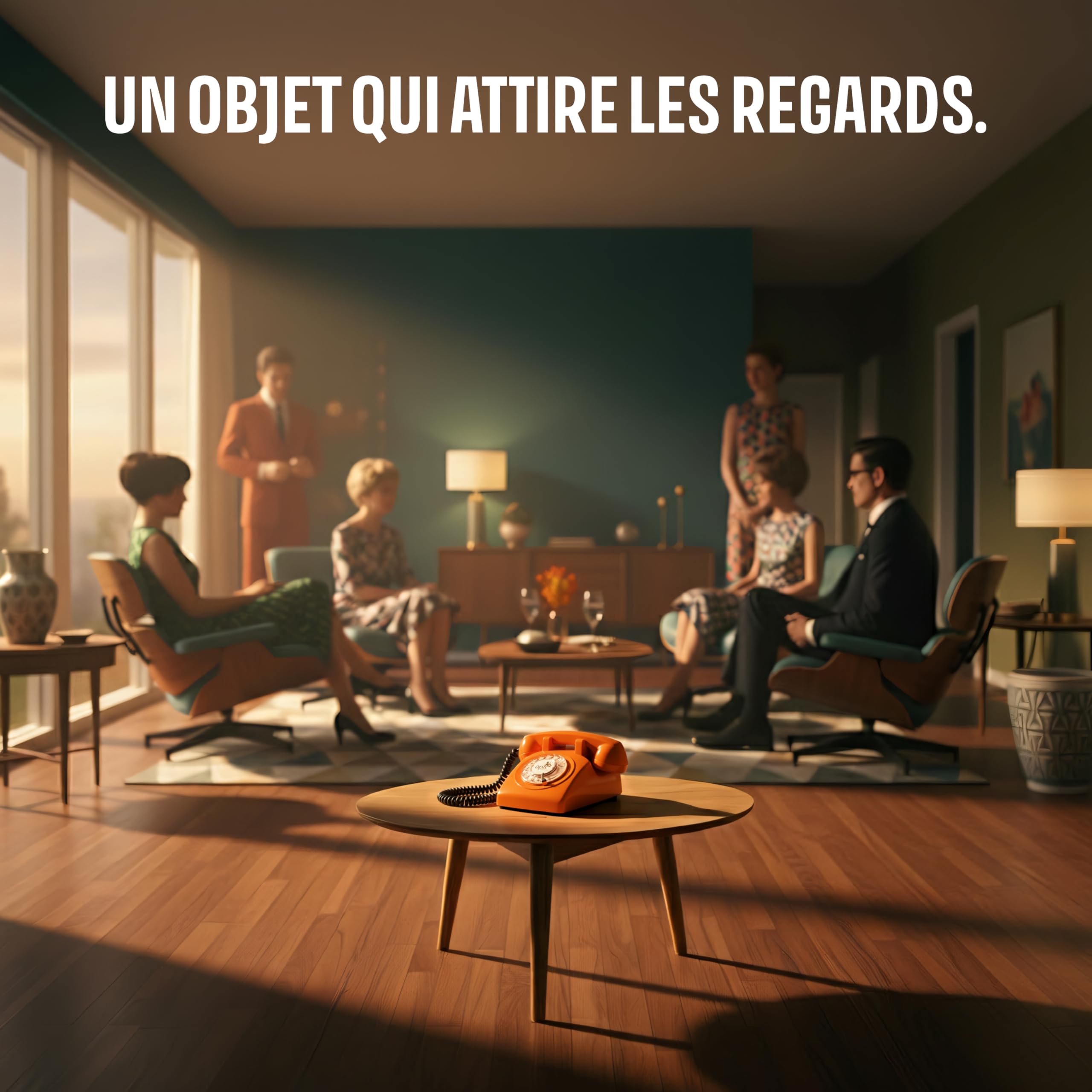Opis Technology 60s Cable – Téléphone Fixe Vintage à Cadran Rotatif & Cloche Mécanique – Compatible Plupart des Box & Fibre – Design Rétro Années 60 – Orange