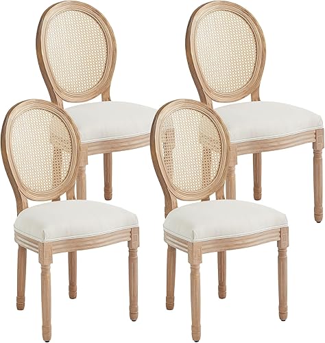 Miniatura 31 de Kiztir Juego de 2 sillas de comedor de ratán, sillas de comedor de estilo francés rústico de mediados de siglo, sillas de comedor de acento estilo