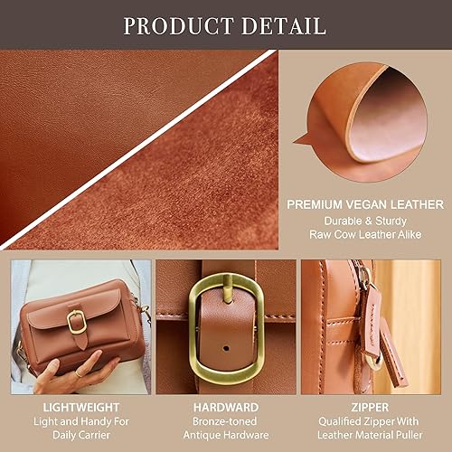 Miniatura 5 de Bolso cruzado de cuero vegano para mujer, estilo vintage, cuadrado, estilo retro, pequeño, casual, bolso de hombro simple