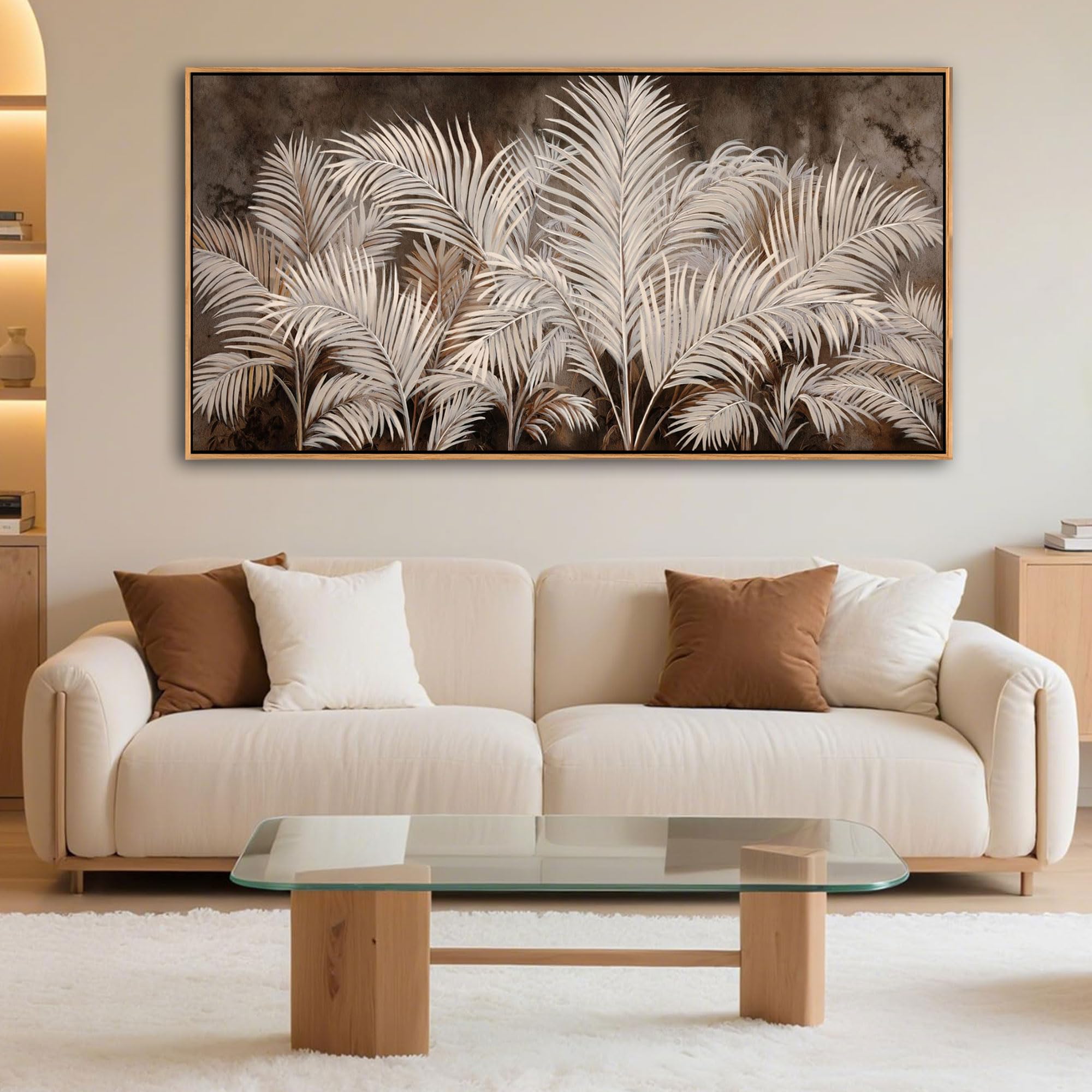 Boho Wall Art in Modern Brown Minimalist Canvas Artwork for Living Room Framed Large Wall Art for Bedroom