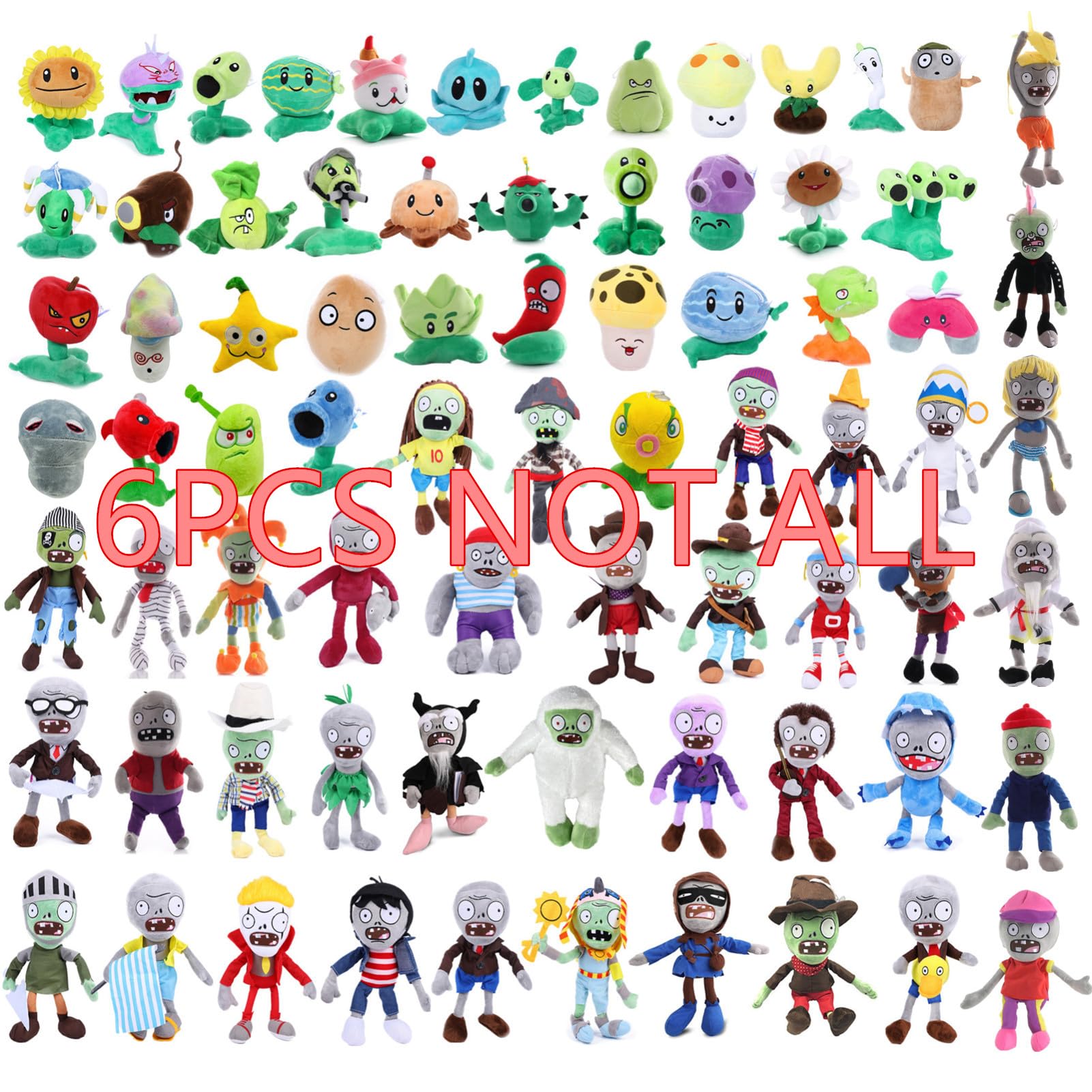 Amazon.com: JHESAO 6 PCS PVZ Plushies Plants and Zombies Plush Random  Different Types Toys Normal Zombies PVZ Plush 1 2 Stuffed Soft Doll New :  Toys & Games