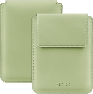HoYiXi 6-Inch eBook Reader Laptop Cover, Compatible with Kindle 2025-2012/6 inch, All-New Kindle/Kobo/Tolino Lightweight Leather Case/Bag for 6-Inch Ebook, Light Green