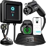 EVIQO Level 2 EV Charger, 40 Amp 240V, J1772 for Non-Tesla EVs, 25ft Cable, WiFi (2.4GHz) Smart App, Weatherproof Indoor/Outdoor (IP66, NEMA 4), UL & ETL Certified, NEMA 14-50 Plug-in, 9.6kW