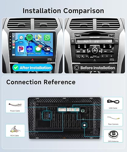 Miniatura 6 de 4Core 2G+32G 9 pulgadas Android 13 Car Stereo Double DIN Wireless Carplay Android Auto Mirror Link, Rimoody Car Radio Pantalla táctil con navegación