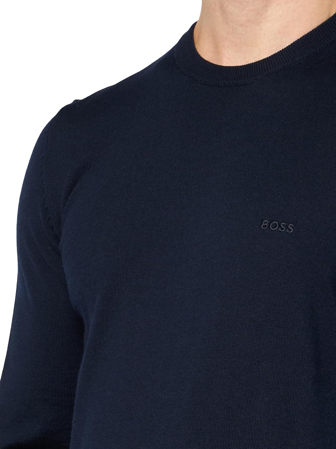 BOSS Mens Small Logo Wool Pullover Sweater - Image 3