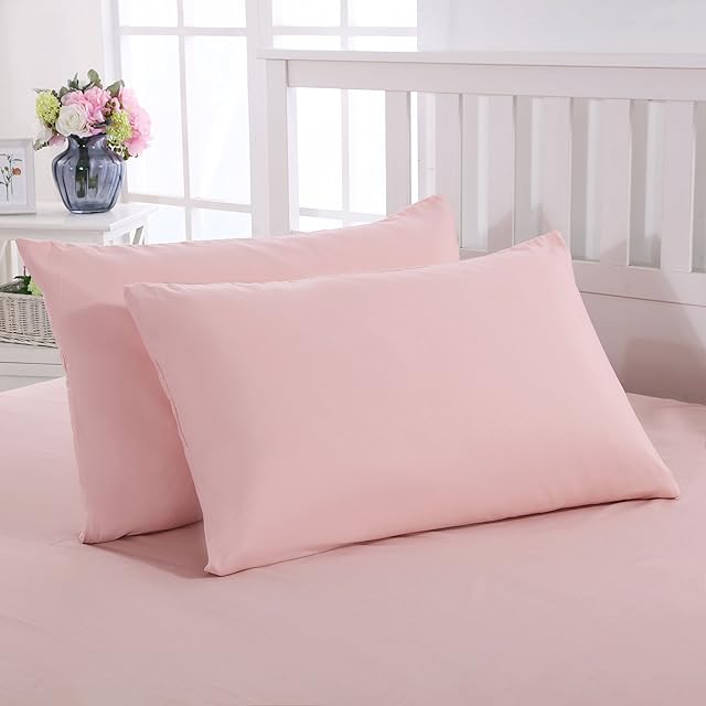 MOHAP Zippered Pillowcases 50X75CM 2 Pack- Super Soft Breathable Brushed Microfiber Pillow Cases Cover for Hair and Skin Pink