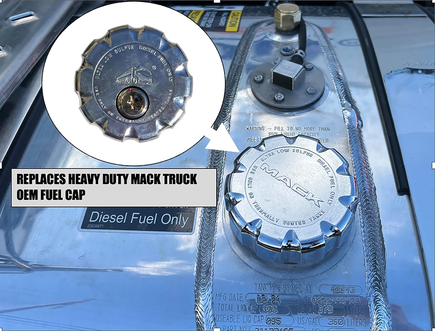 3” Nominal Locking Diesel Fuel Cap for Volvo VNL Series Low Sulfur Fuel Tanks