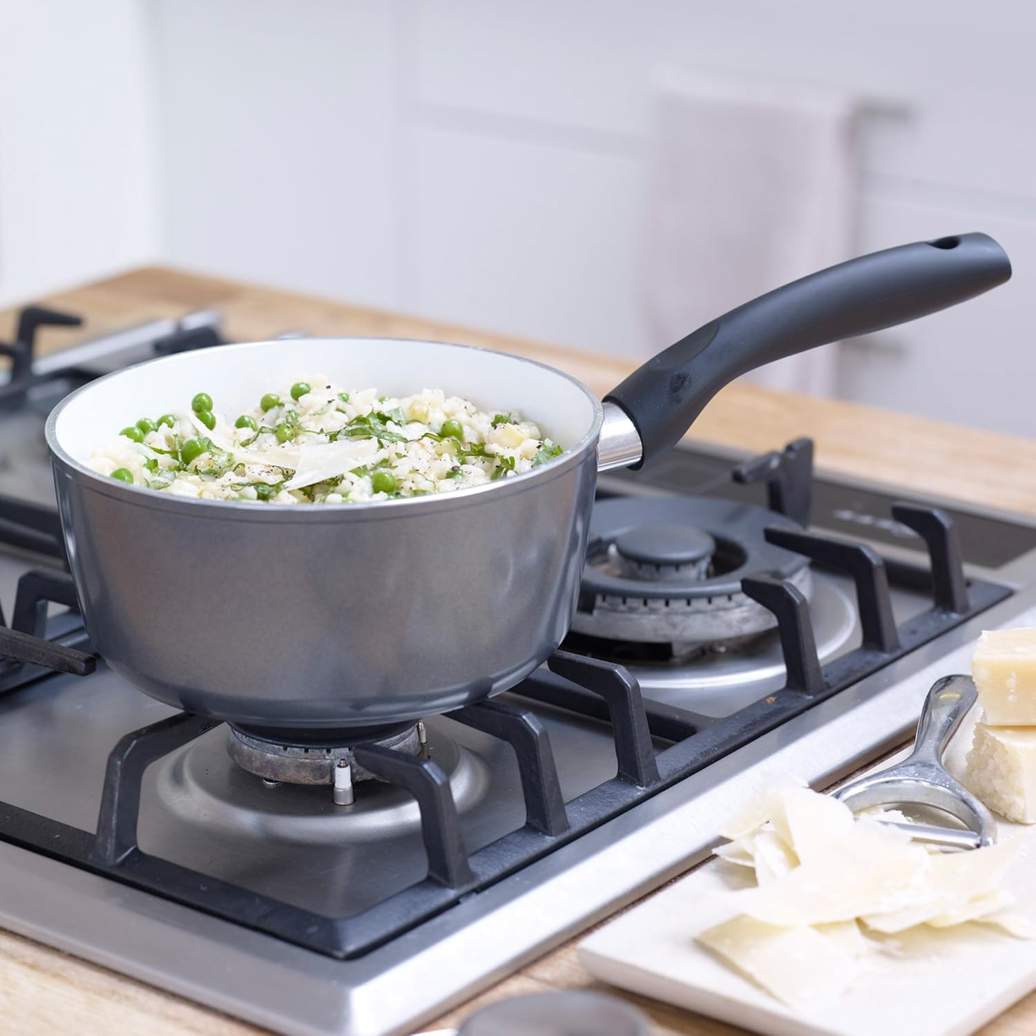 JML Ceracraft NonStick ScratchResistant Ceramic Saucepan Chrome