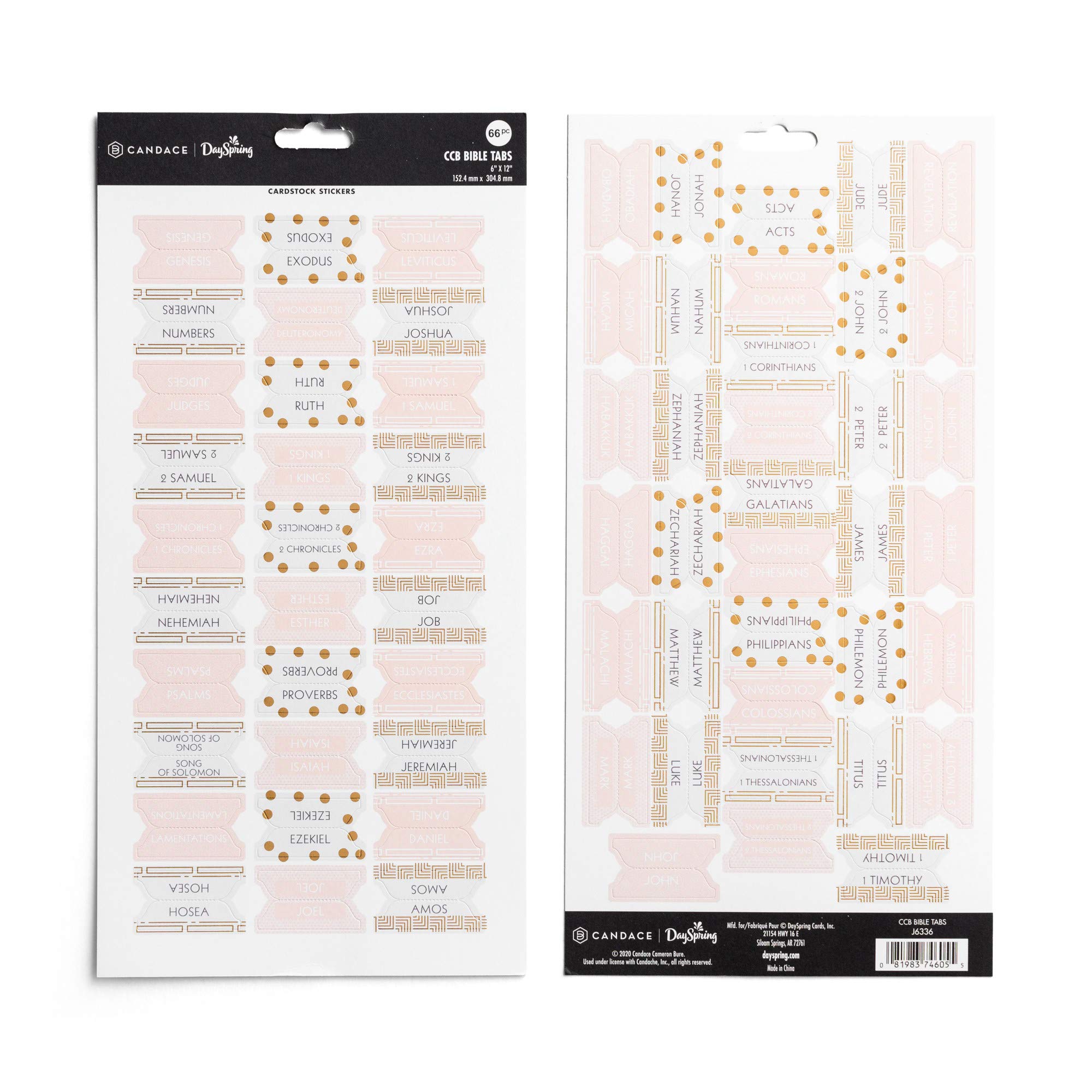 DaySpring Candace Cameron Bure Bible Book Tabs Old and New Testament  66 Cardstock Stickers