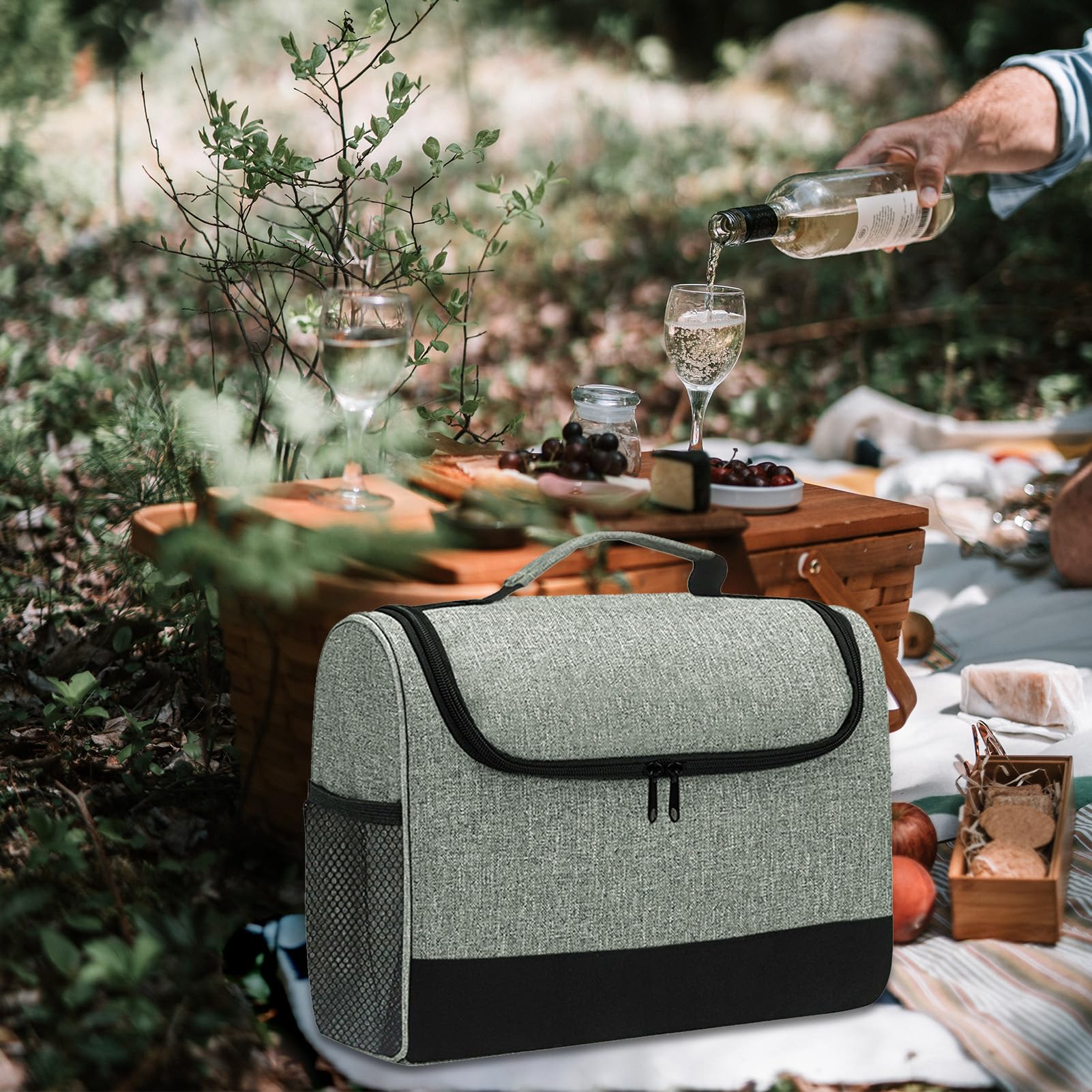 Borsa per set da barman da 32,8 x 14,5 x 25,4 cm, organizer per attrezzi da bar, borsa da viaggio portatile con manico antiscivolo, protezione durevole
