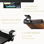 ETHU Keyboard Tray, 26.77" X 11.81" Large Size Keyboard Tray Under Desk with C Clamp-on Mount Easy to Install, Computer Keyboard Stand, Ergonomic Keyboard Tray for Home and Office (Black)