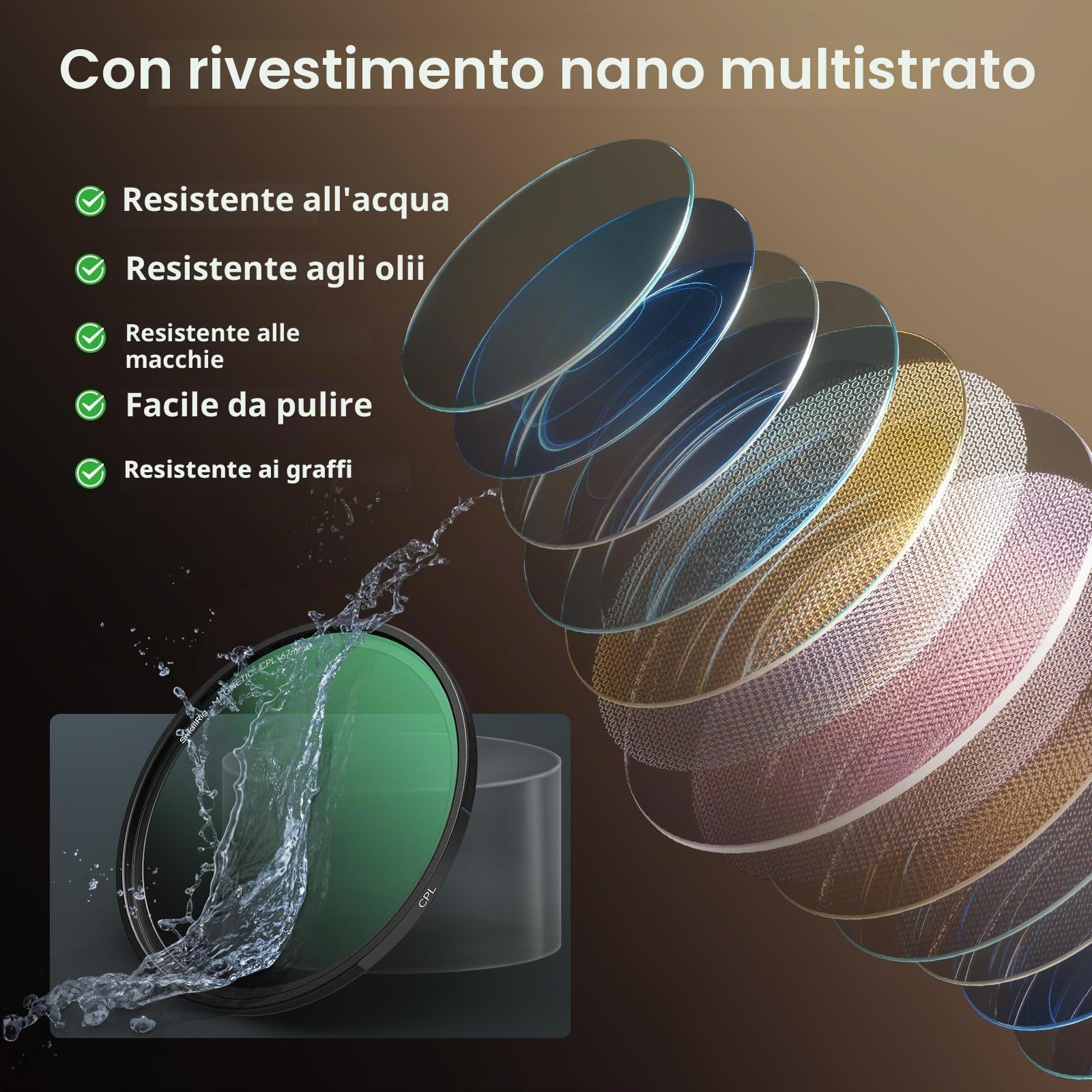 SMALLRIG Filtro Polarizzatore Circolare Magnetico da 67 mm + Anello Filtrante Filettato da 67 mm, Vetro Ottico HD Filtro Polarizzatore Circolare Multi Nano Rivestito a 28 Strati CPL Magnetico - 4582