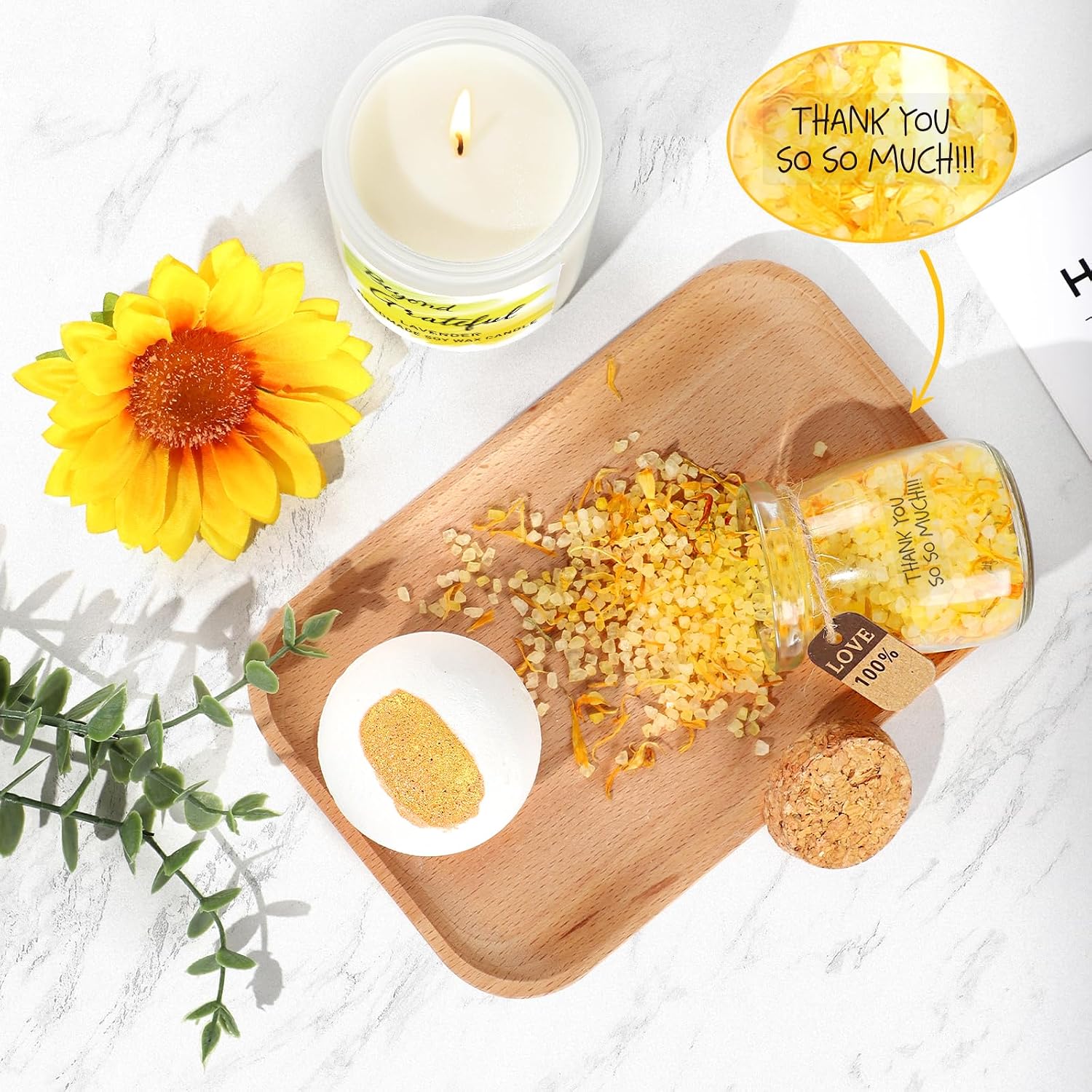 iAOVUEBY Thank You Gifts for Women, 7PCS Employee Appreciation Gifts, Thank You Gift Basket with Glass Cup, Teacher Appreciation Gifts, Boss Day Gift for Coworkers, Principal, Boss, Secretary, Nurse
