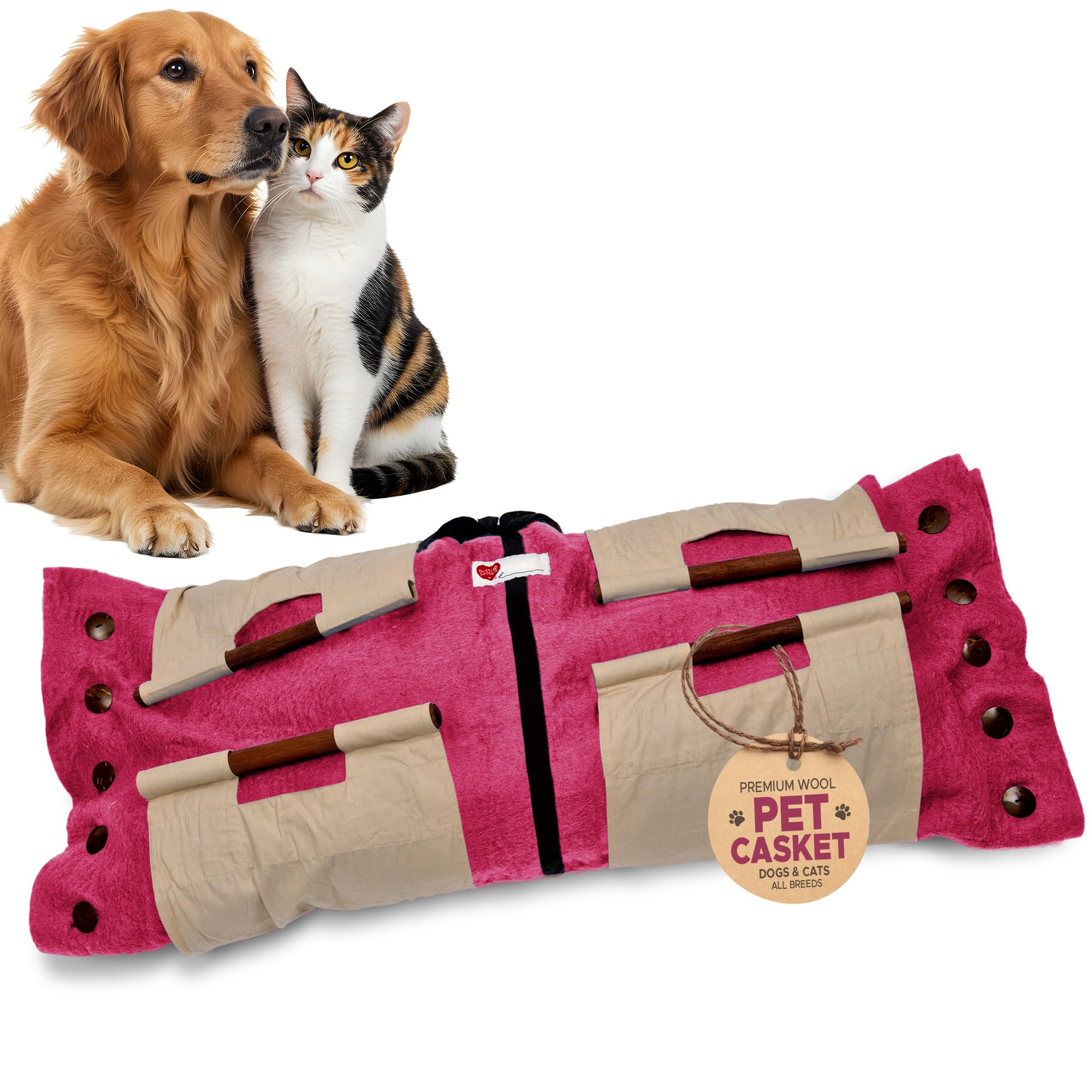 Sweet Goodbye Cocoon® - Eco-Friendly Pet Burial & Cremation Ceremony Kit (Premium Wool) - Casket for Dogs and Cats – Size for Every Breed (Choose Size