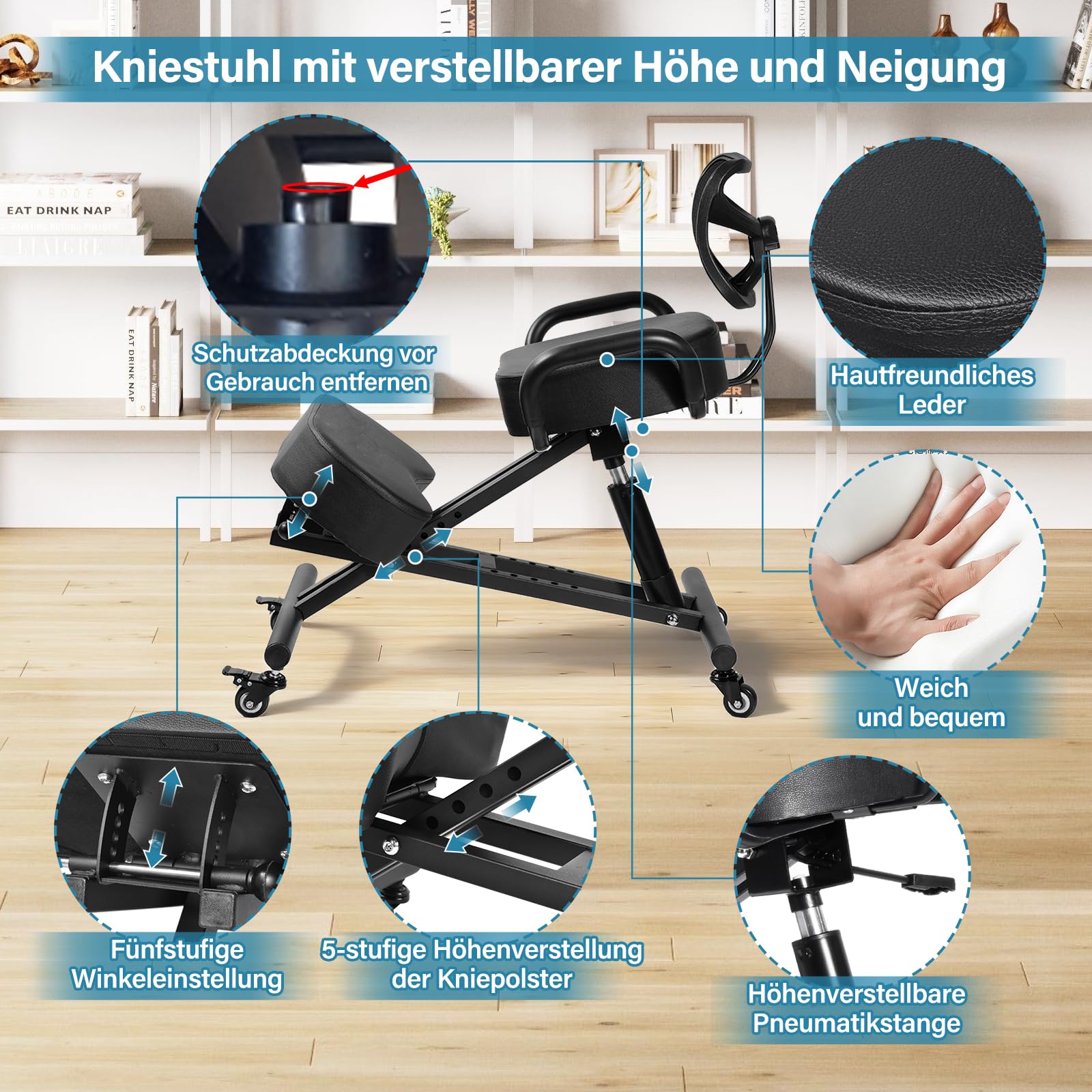 Kniestuhl, Ergonomischer Kniestuhl, Kniende Bürostühle Mit Einstellbarer Höhe Und Lordosenstütze Für Bank- Und Konferenzräume, Büros, Empfangsbereiche Zu Hause, Verbesserung Der Körperhaltung