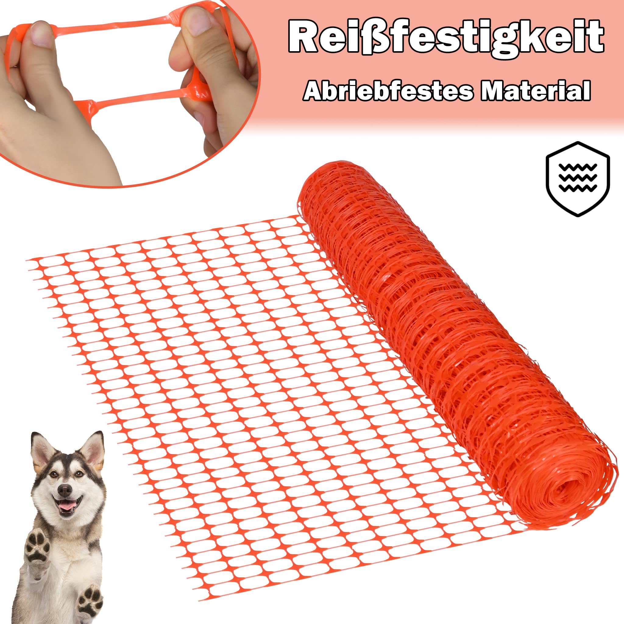 UISEBRT Valla de plástico de protección, valla de seguridad, red de advertencia, valla de limitación, valla de jardín, flexible, color naranja, 1 x 80 m