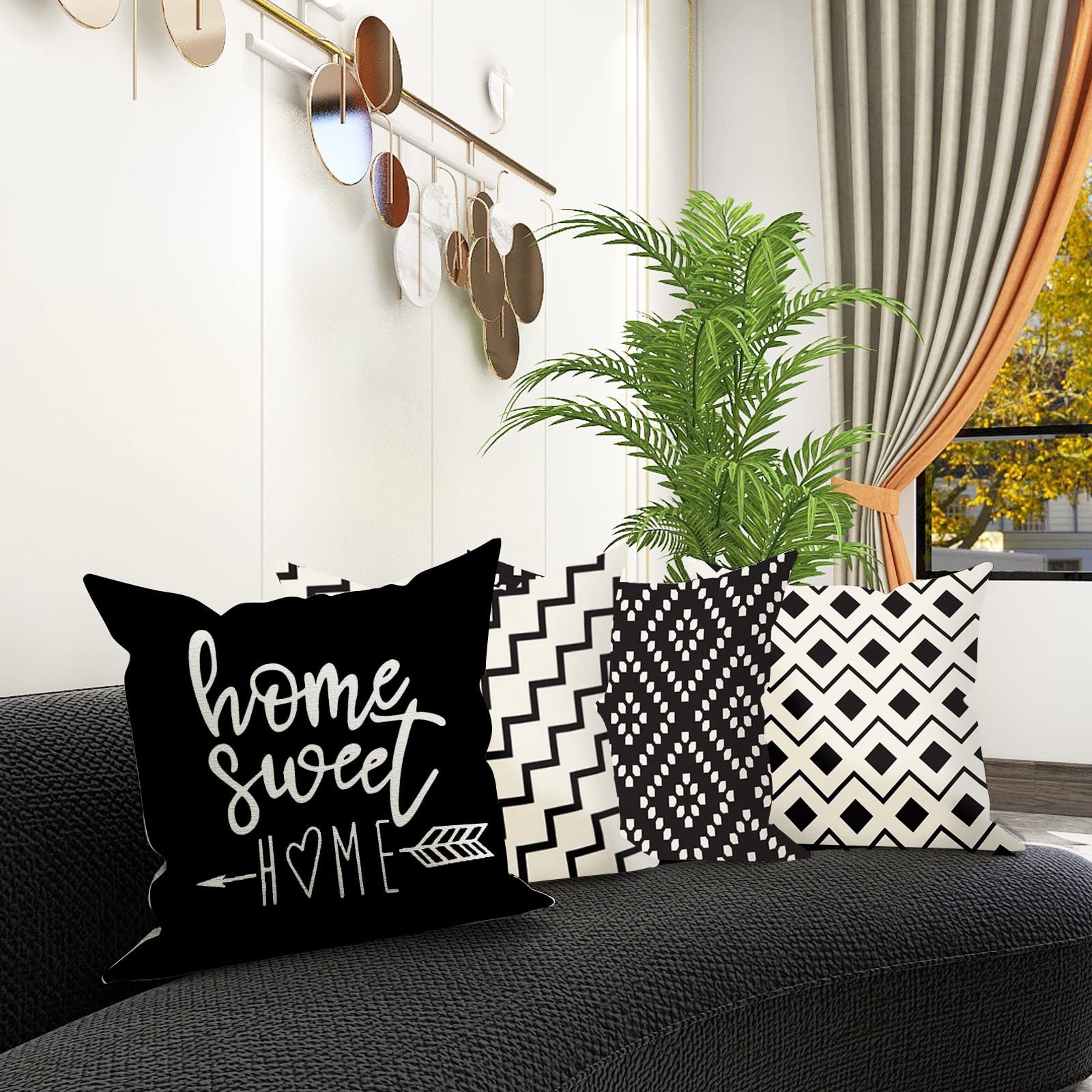 Aoihrraan 41x41cm Confezione Da 4 Copricuscini Divano Rosso Beige Moderno Geometrico Biancheria Quadrata Federe Per Cuscini Decorazione In Lino Casa Decorazioni Garten Divano Camera Letto Auto