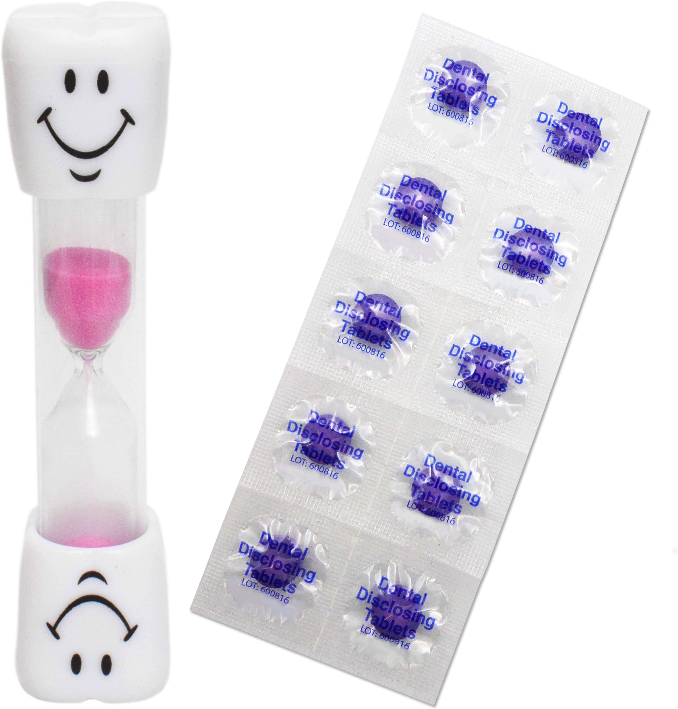 Smile Toothbrush Timer & 10 Disclosing Tablets (Pink)