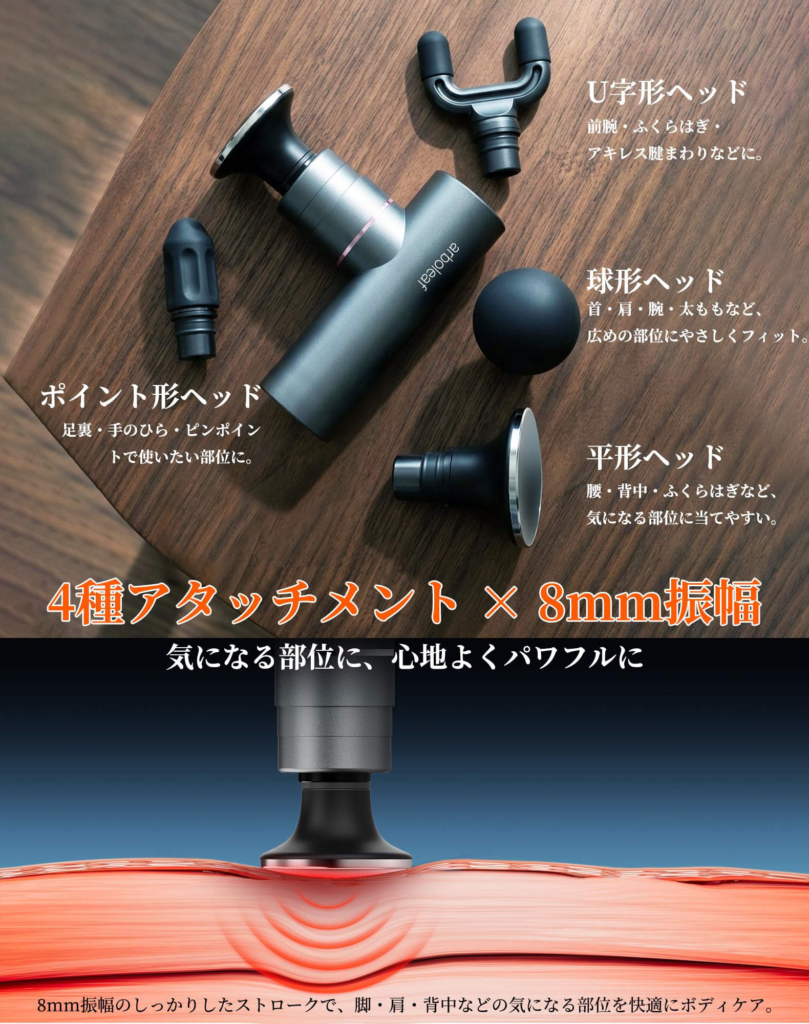 Amazon | arboleaf 筋膜リリースガン ハンディガン MINI アルミ合金製