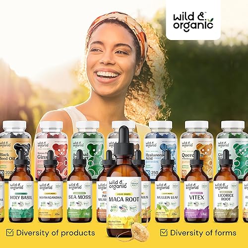 Miniatura 8 de Wild & Organic Gotas de raíz de maca para mujeres y hombres, estado de ánimo, enfoque, estilo de vida activo, suplemento de maca peruana, tintura