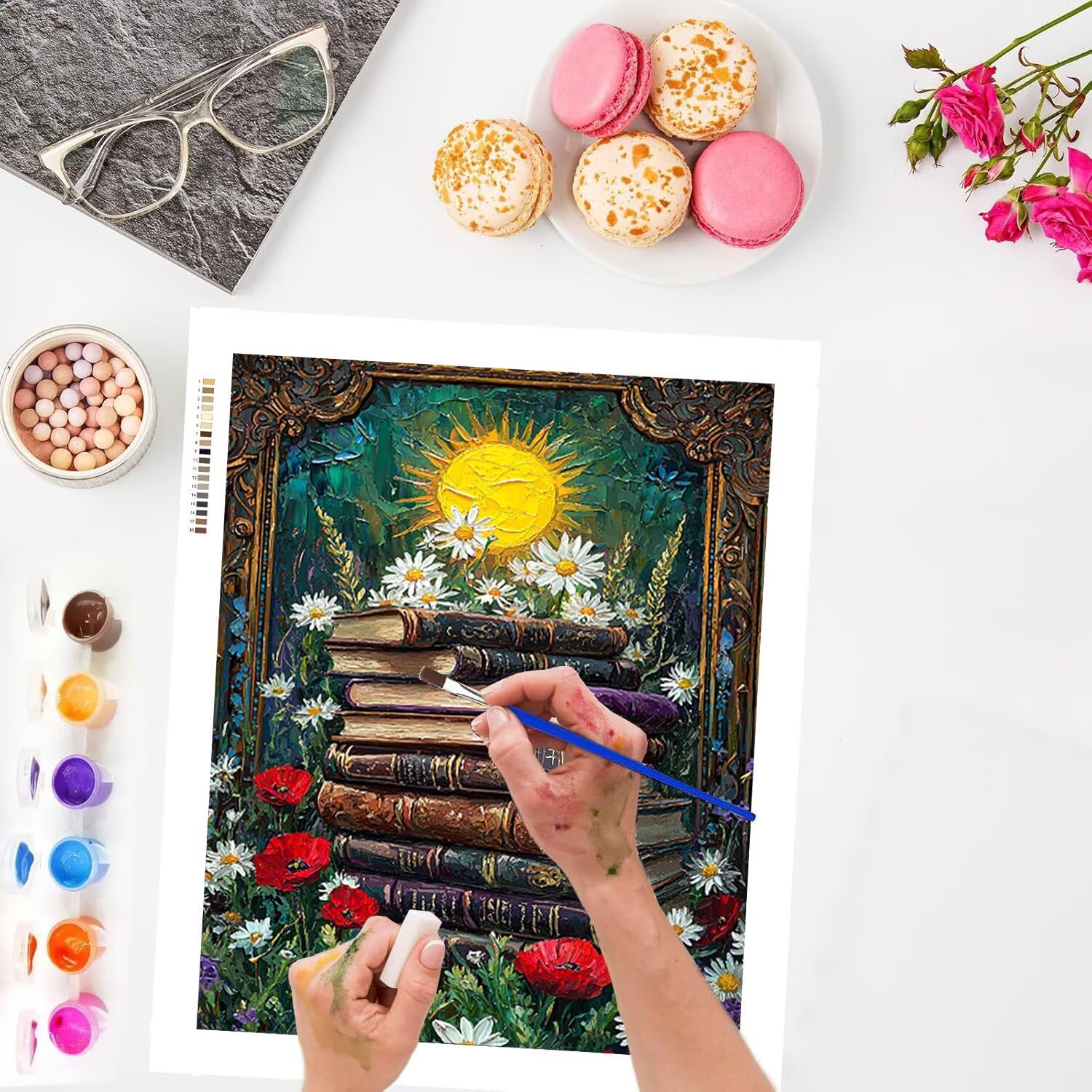 WEISHIWE Malen nach Zahlen Erwachsene Blumen mit Buch, 70x90cm x-429 | Handgemalt Ölgemälde Kit für Mädchen Jungen ab 7 8 9 Jahre, Rahmenlos, für die Wanddekoration zu Hause, DIY Acrylmalerei