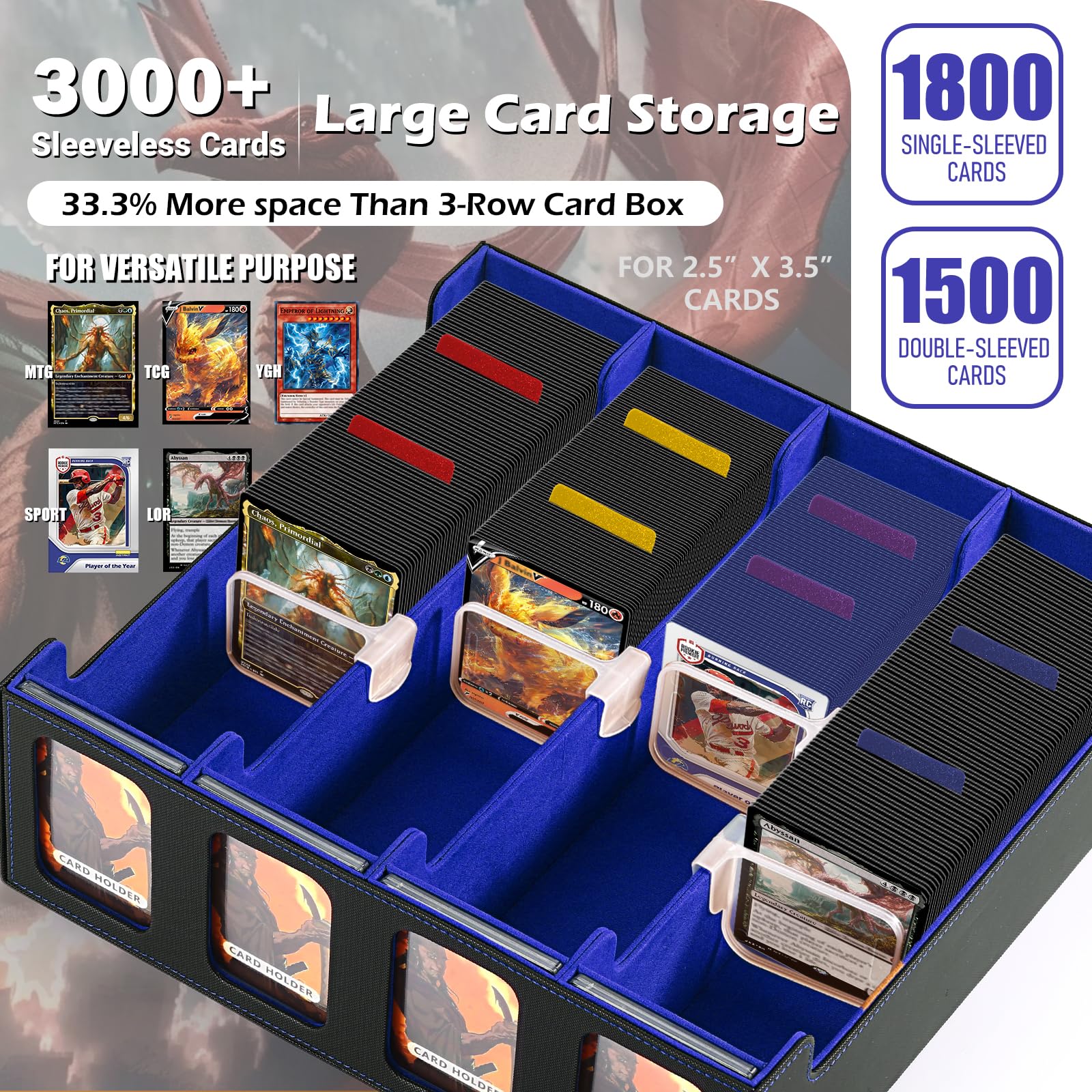Amazon.com: Komick Ultra-Capacity 4-Row Trading Card Storage Box with  Commander Display