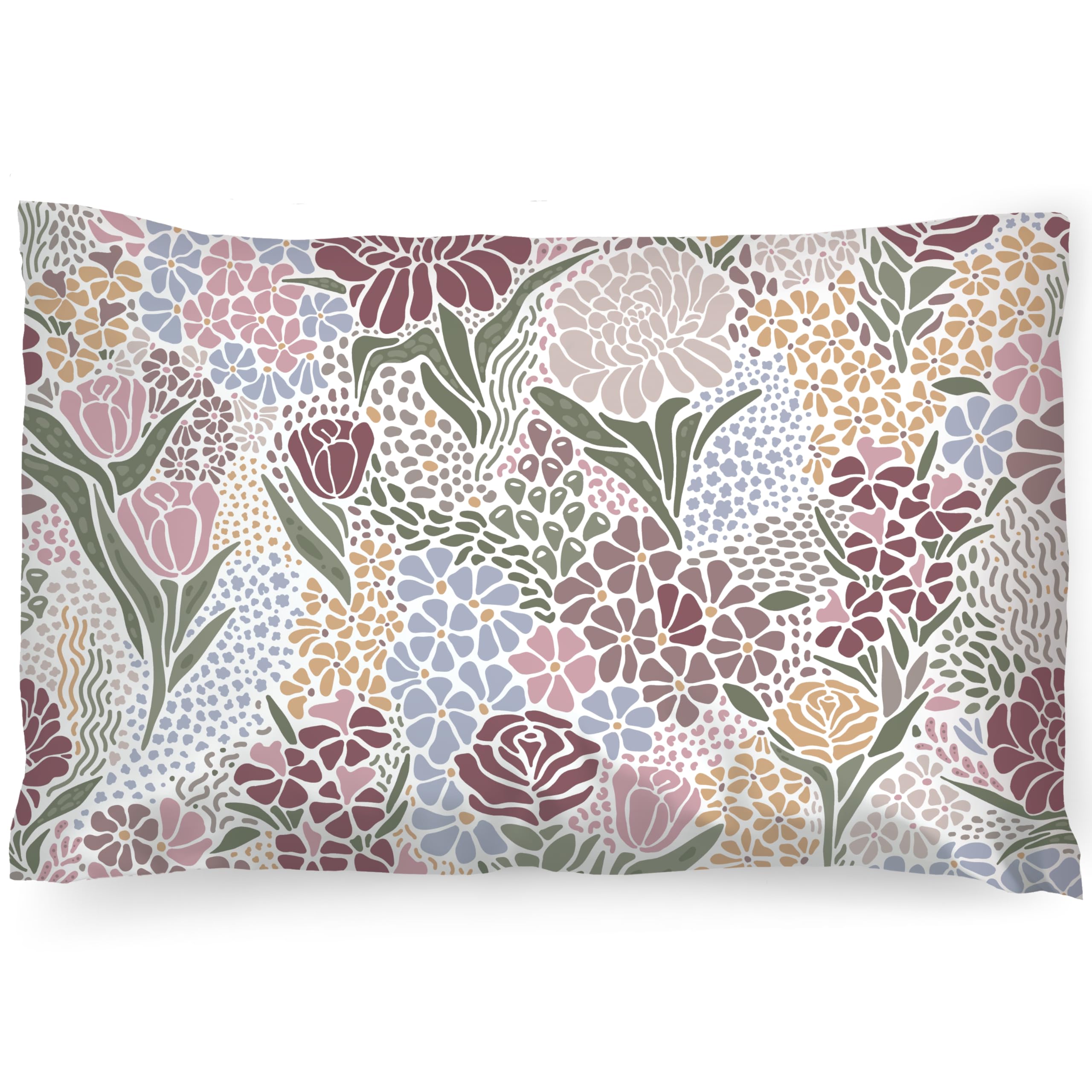 PinkZebra Kopfkissenbezug 20 x 30 cm, Kissenbezug aus 100% Baumwolle, Kissenhülle, Öko-tex Standard 100, bezüge mit Reißverschluss, Made in EU, Abstrakte Wiese