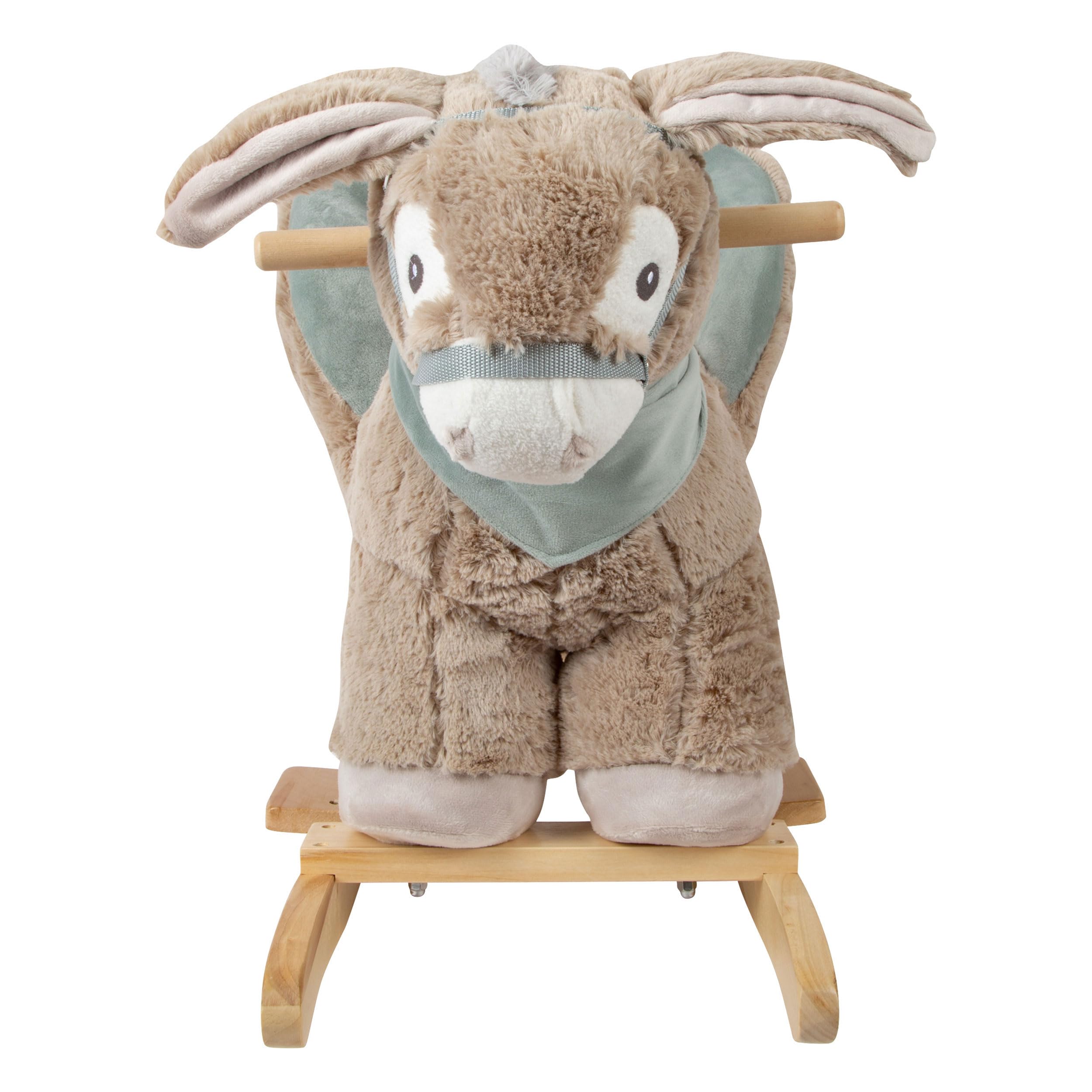 small foot 12210 Asino a Dondolo con Sedile, impugnature e Cavezza, in Peluche e Legno, a Partire dai 12 Mesi