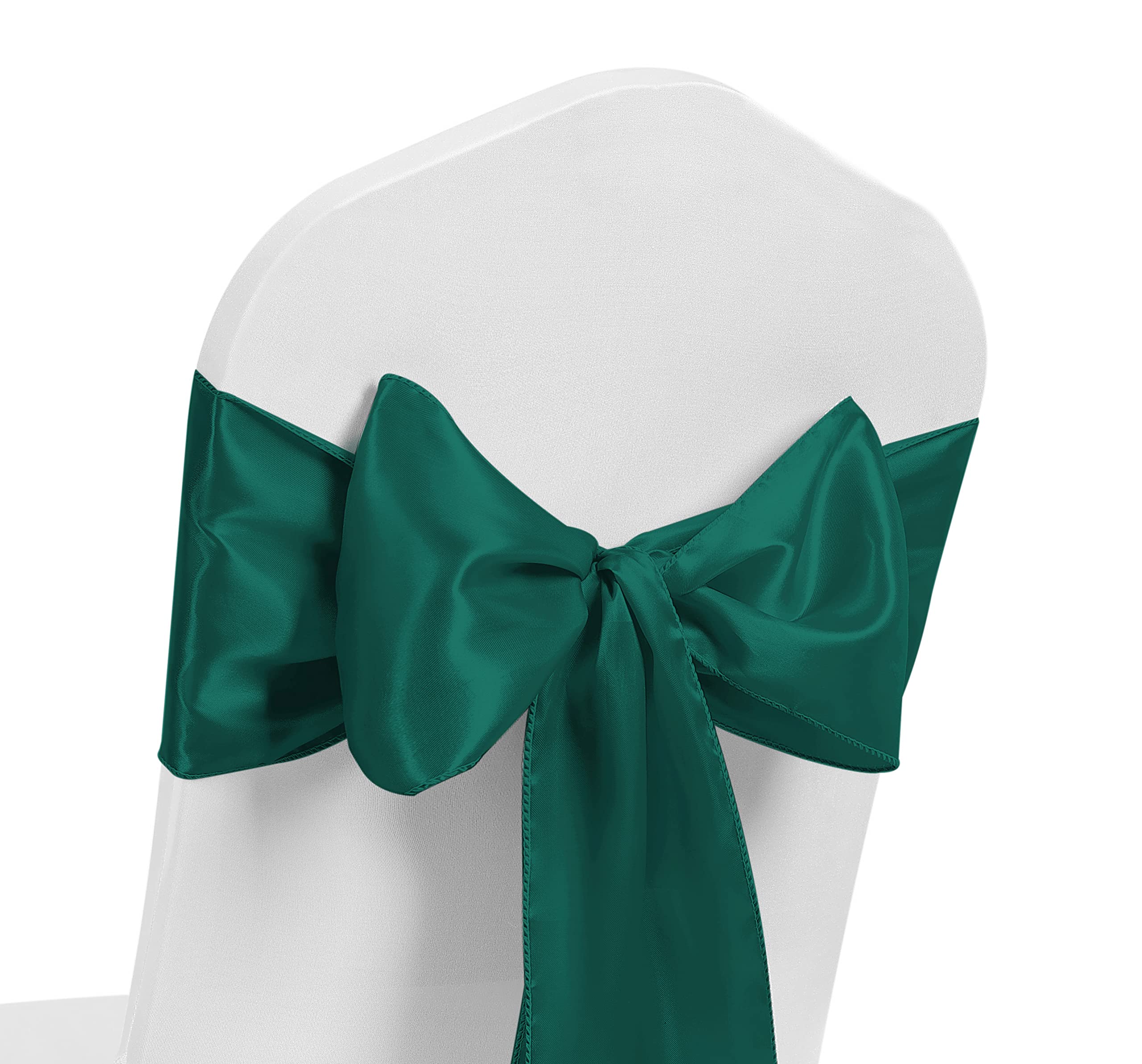 Satin Chair Sash WIDER FULLER BOWS Chair Sashes Bow Back Tie Ribbon Wedding Banquet Decoration (Hunter Green, 100) — image 1