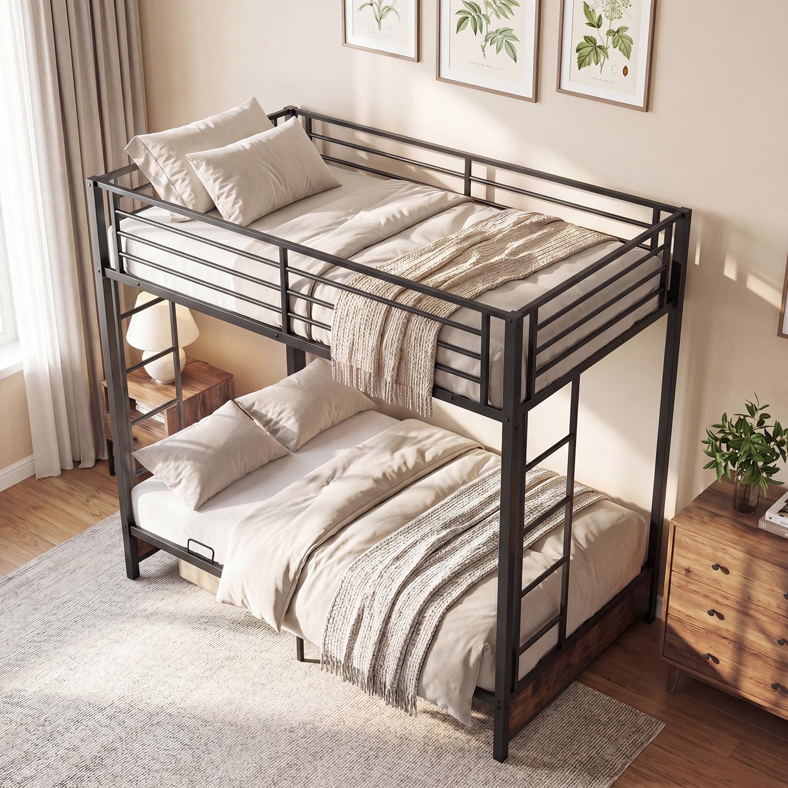 Best Sofa Bunk Bed Picks for Small Spaces in 2026 1 Giantex Twin Over Twin Futon Bunk Bed, Convertible Metal Bunk Bed with Futon Fra — product photo