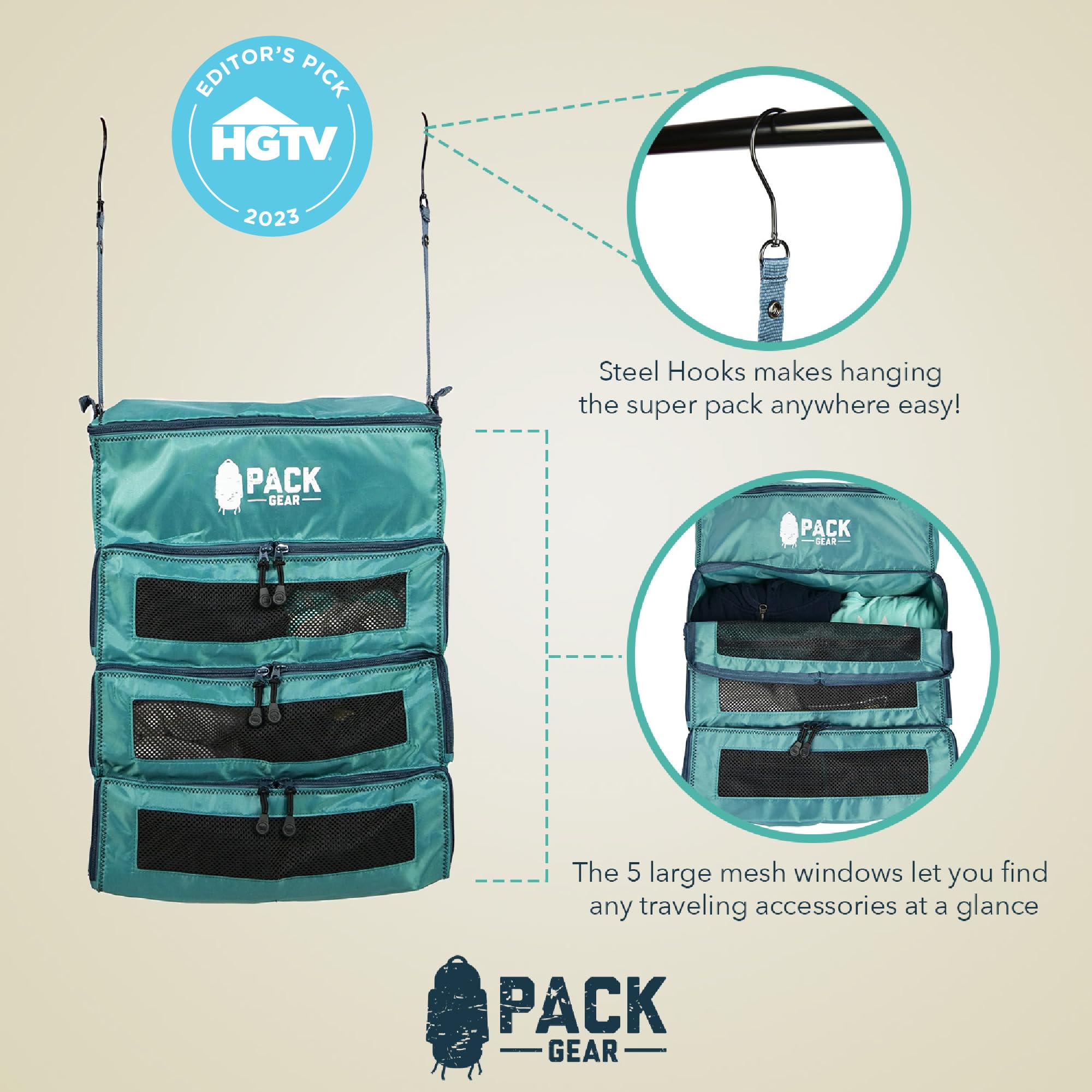 Pack Gear Organizador de Maletas | Empaca más en tu Equipaje Grande o de Mano | Desempaca al Instante con Estos Cubos de compresión para Maletas | Organizador de Estante Colgante para Armario (Negro)