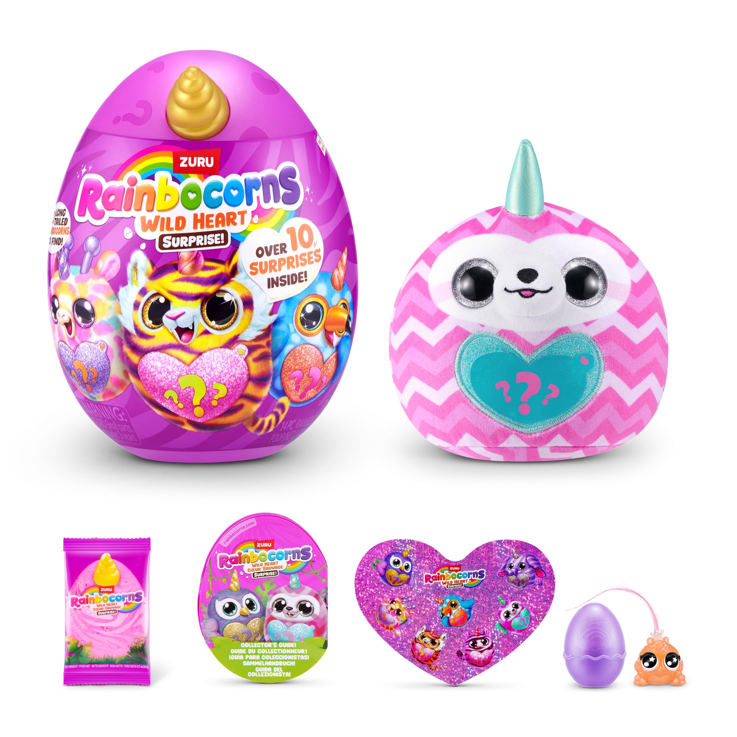 Rainbocorns Wild Heart Surprise (Sloth) by ZURU - Collectible Plush Toy with Surprises, Mystery Egg for Girls & Boys Ages 3+