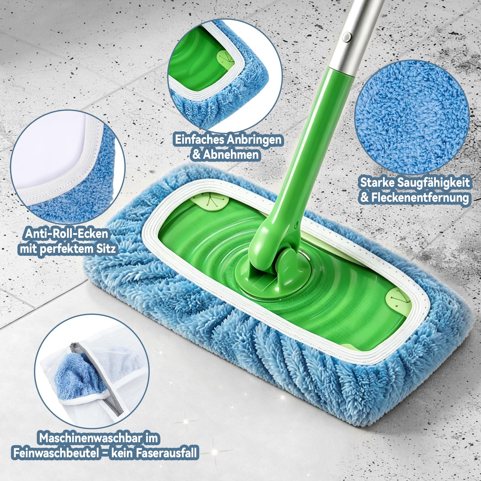 12 ściereczek do mopa dla Swiffer Sweeper, wielokrotnego użytku, mikrofibrowe ściereczki czyszczące, do suchego i mokrego czyszczenia, pasujące do mopa Swiffer, do twardych podłóg drewnianych